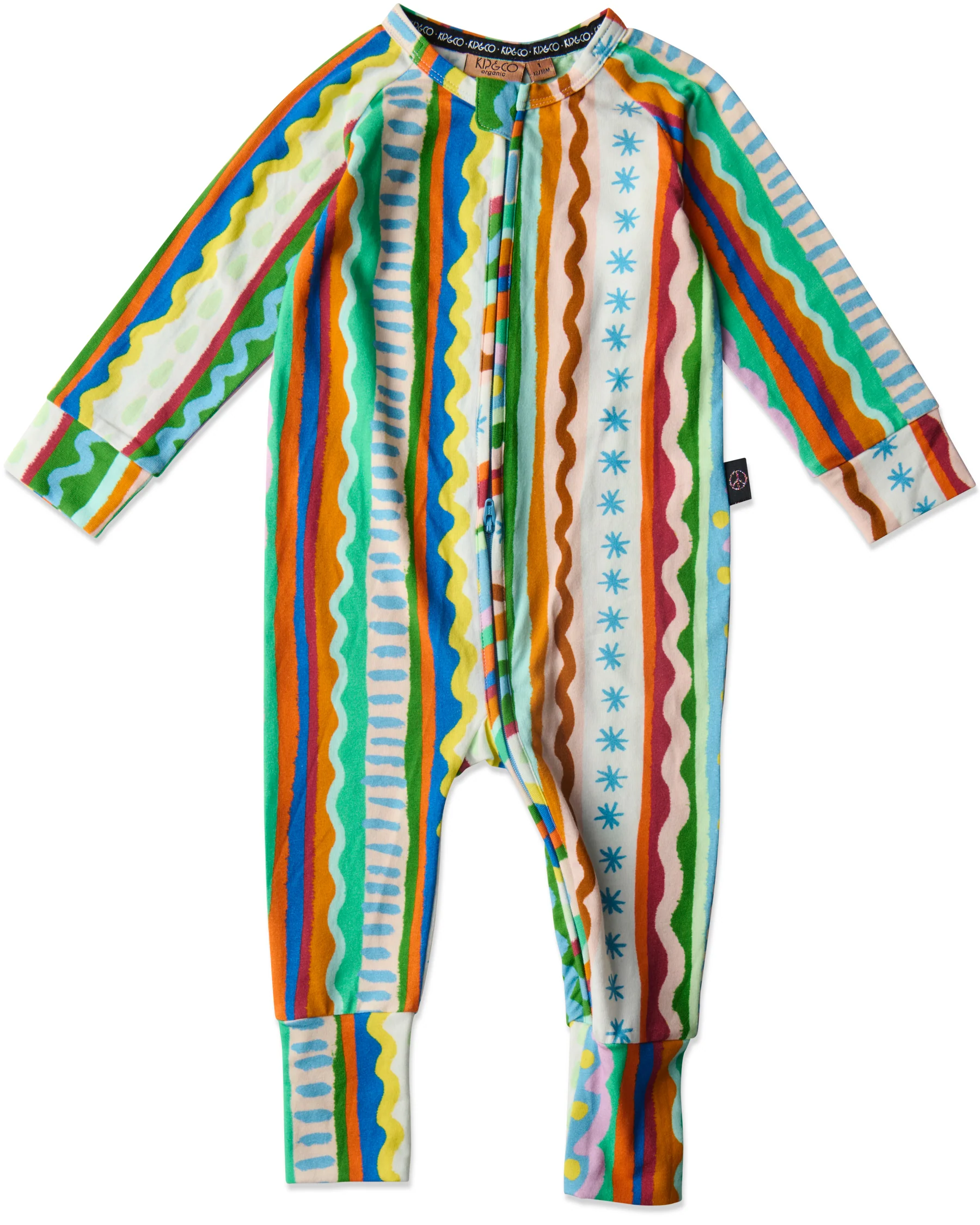 Beach Patterns Organic Long Sleeve Zip Romper