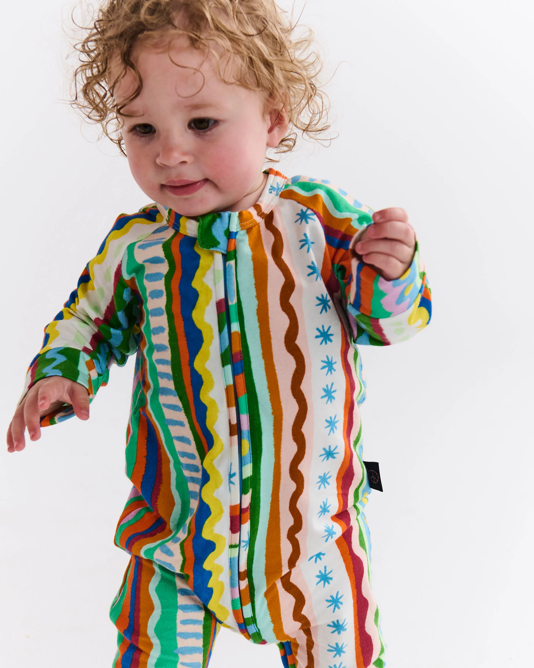 Beach Patterns Organic Long Sleeve Zip Romper - Image 2