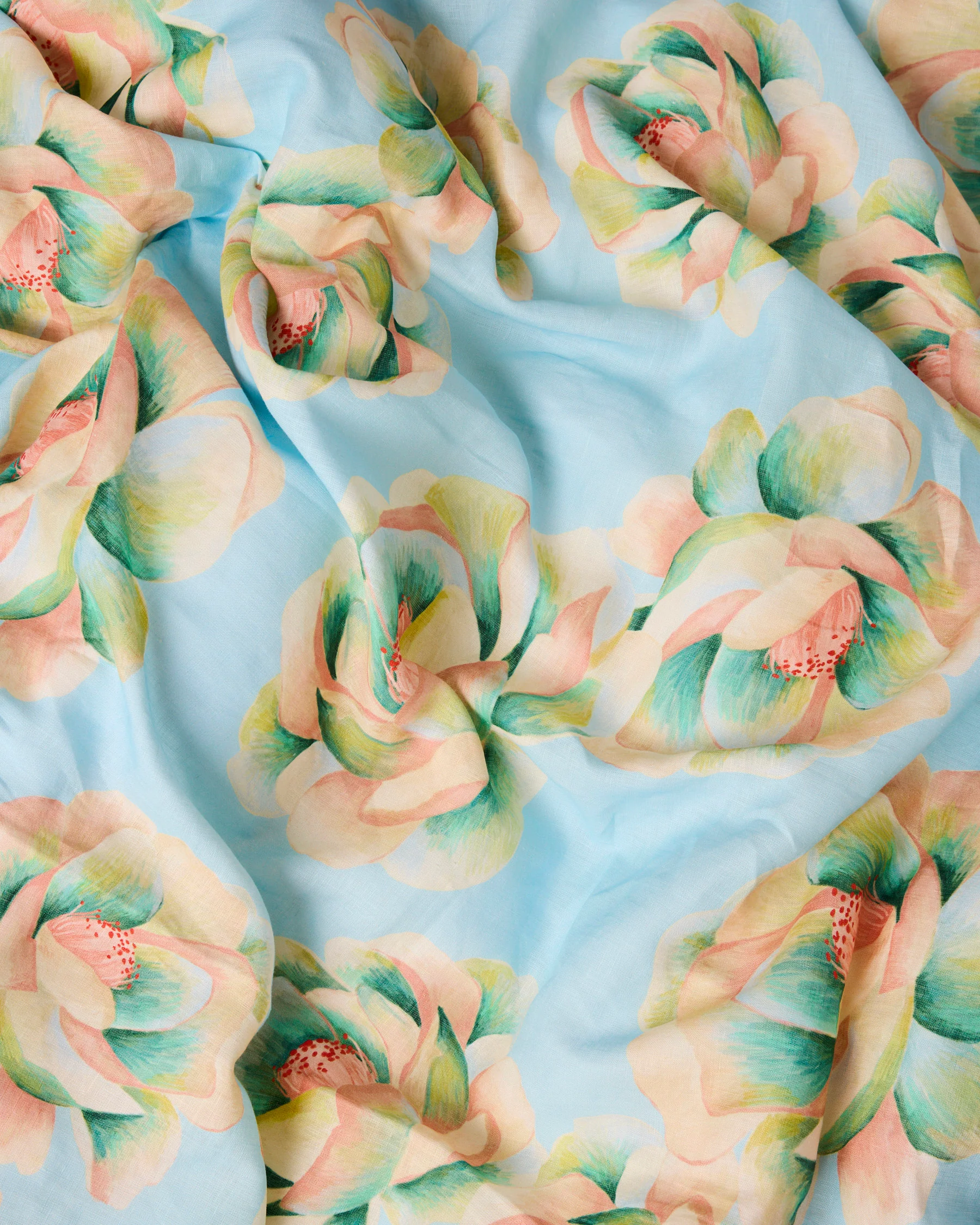 Big Beauty Floral Blue Linen Quilt Cover - Image 5