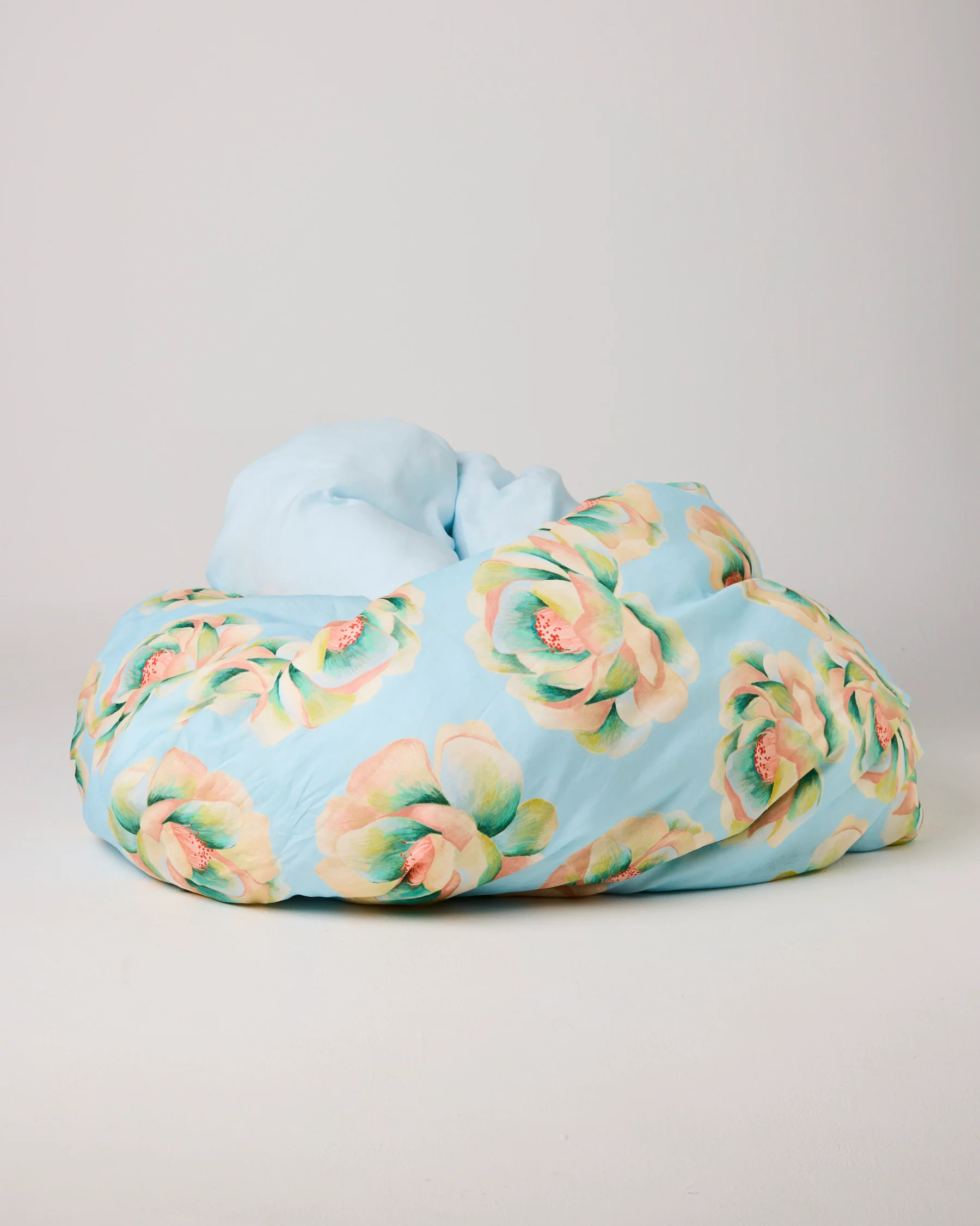 Big Beauty Floral Blue Linen Quilt Cover - Image 7