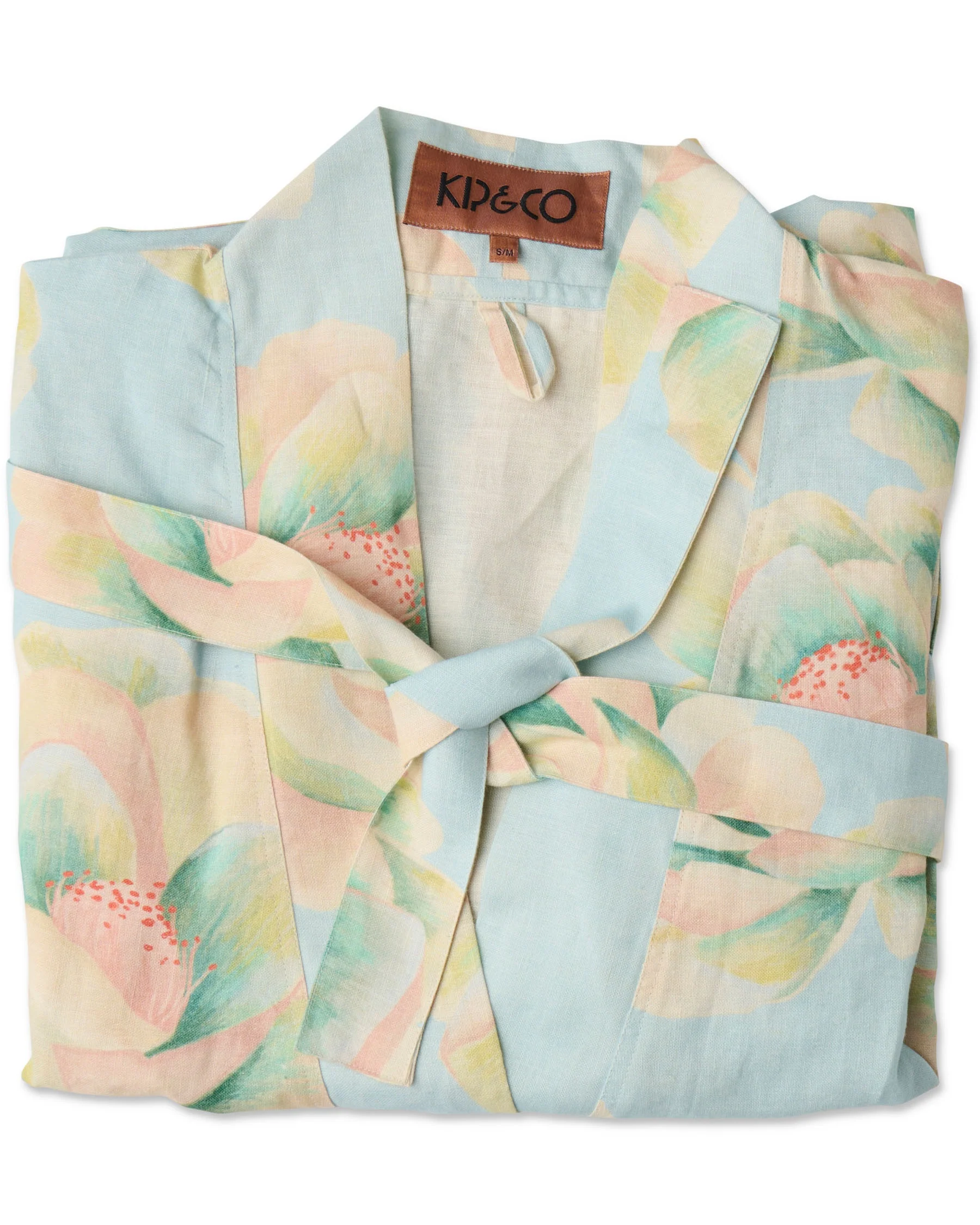 Big Beauty Floral Blue Linen Robe - Image 6