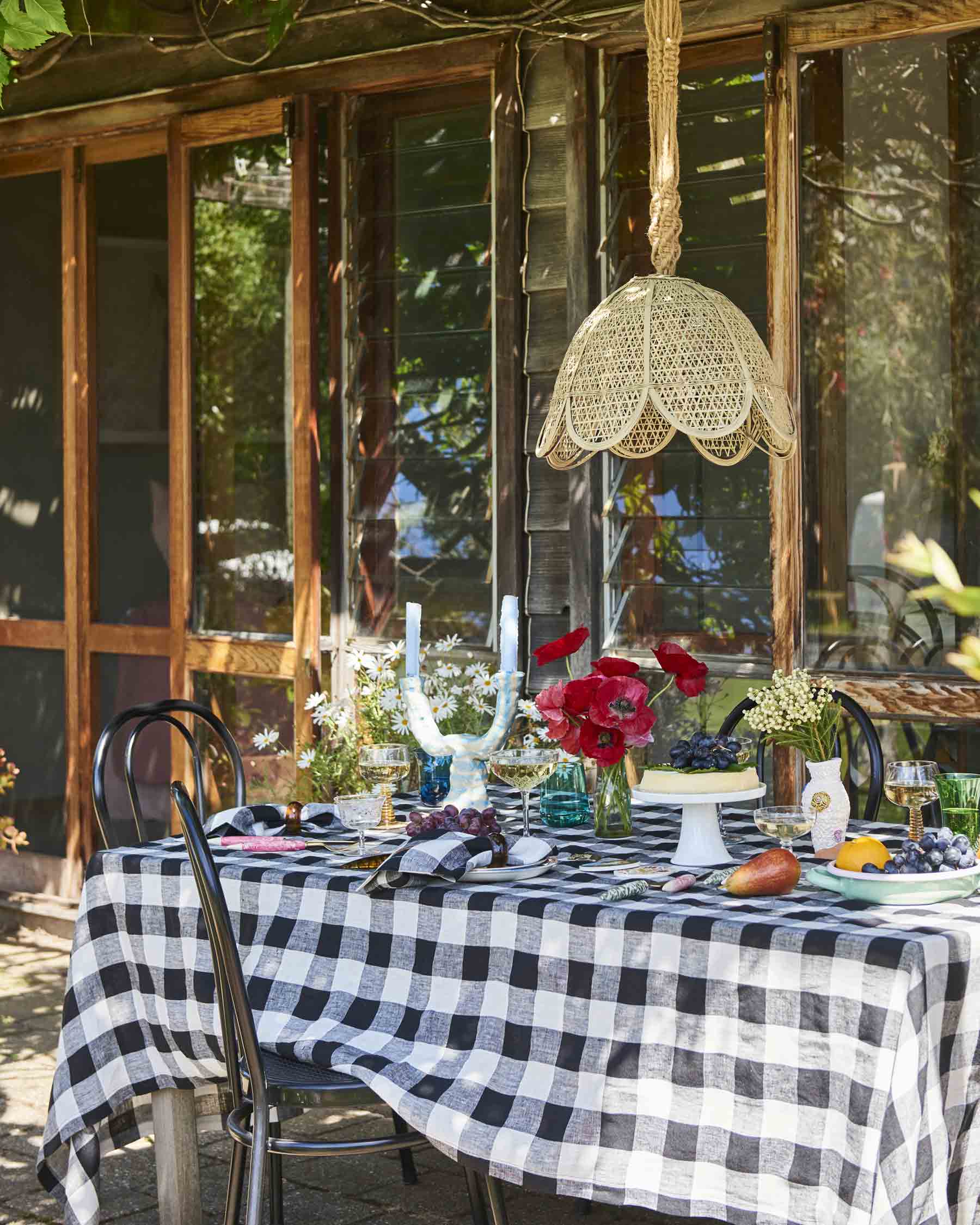 Black & White Gingham Linen 4P Napkin Set - Image 3