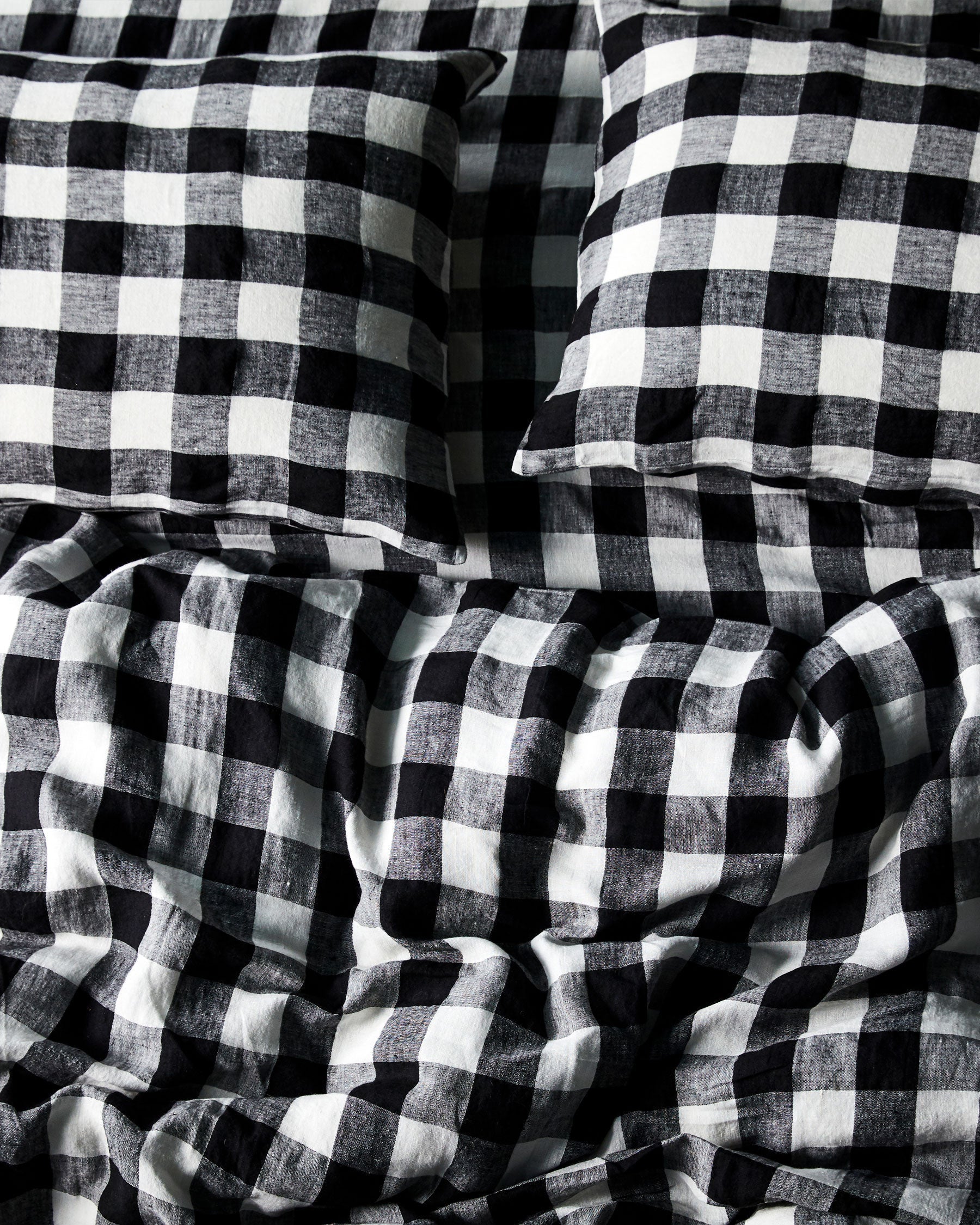Black & White Gingham Linen Flat Sheet (US) - Image 3
