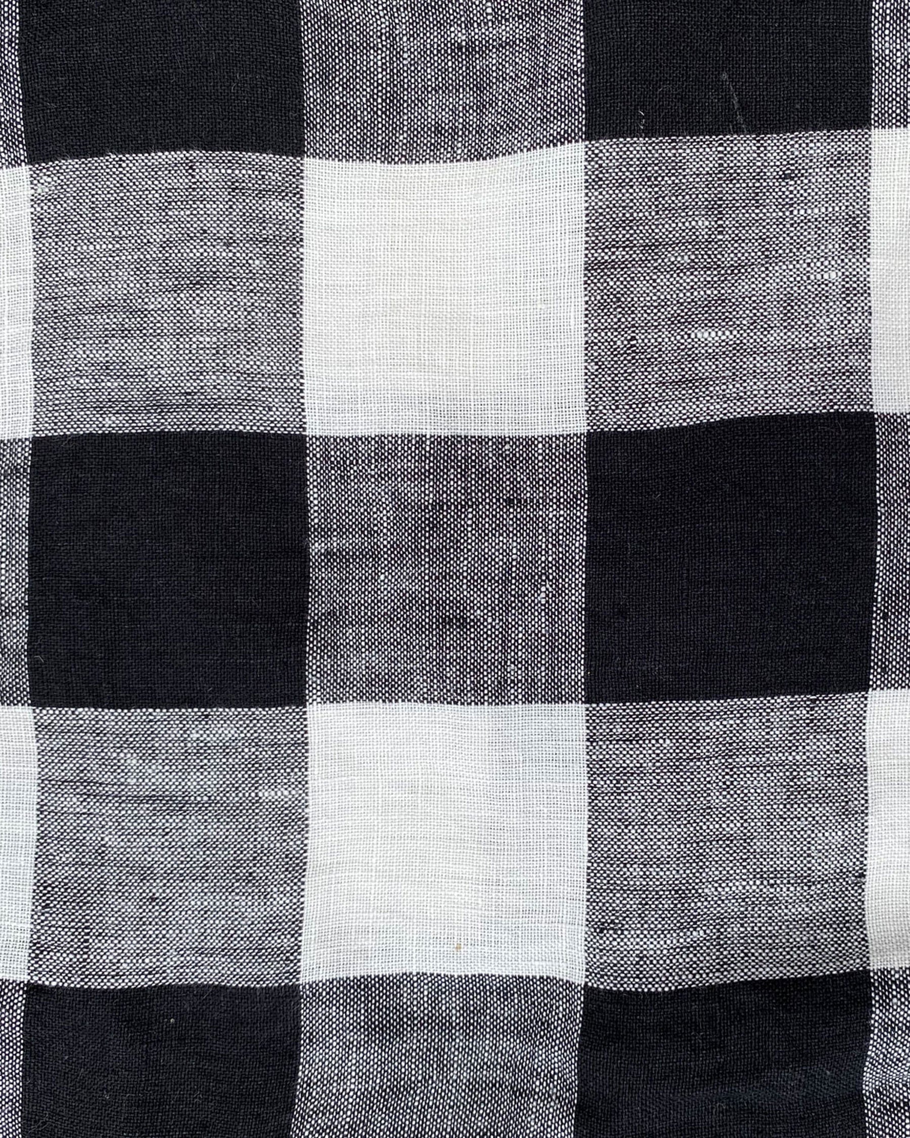 Black & White Gingham Linen Flat Sheet (US) - Image 4