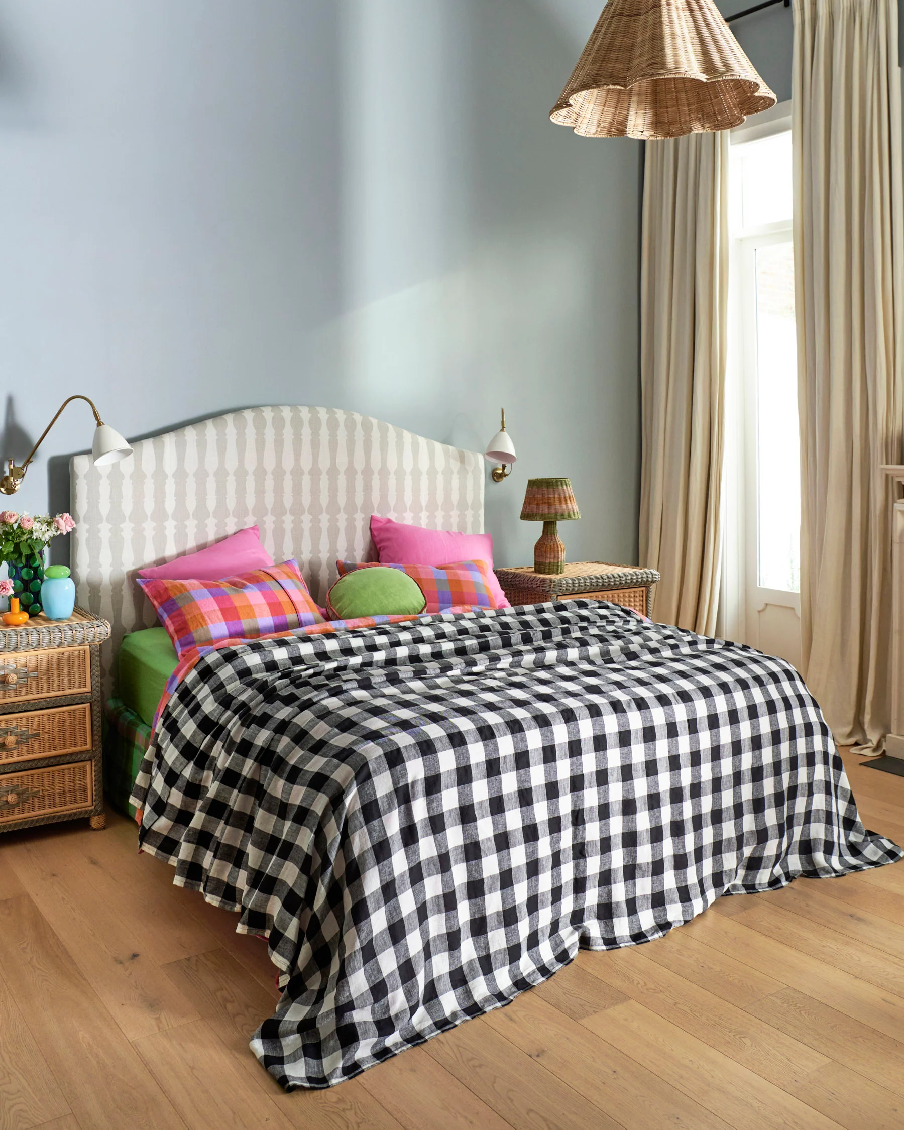 Black & White Gingham Linen Quilt Cover (US) - Image 2
