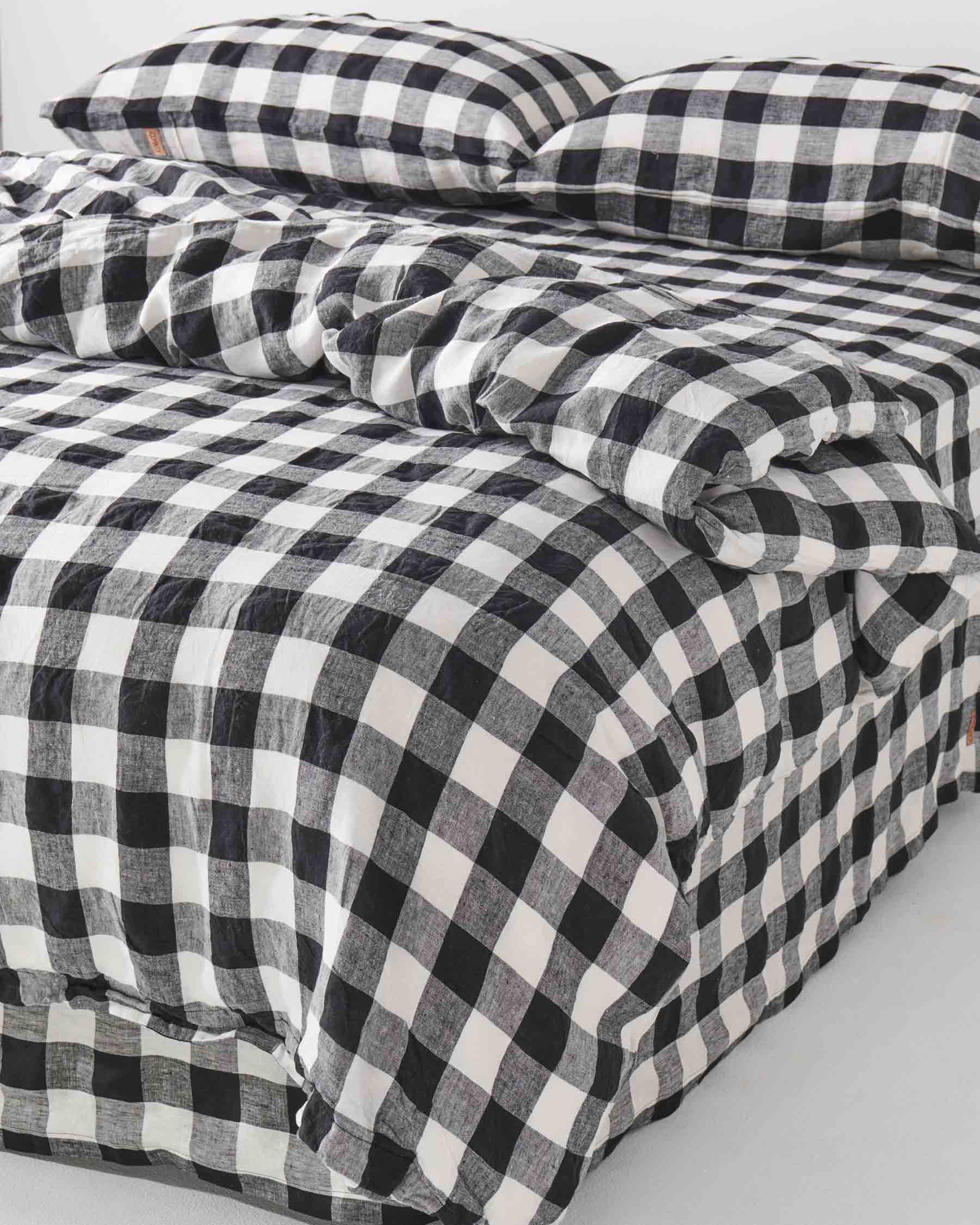 Black & White Gingham Linen Quilt Cover (US) - Image 6
