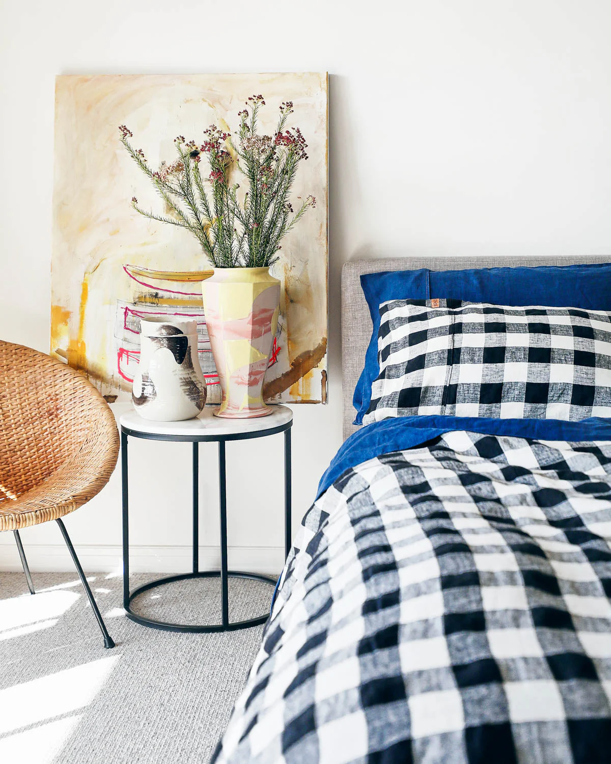 Black & White Gingham Linen Quilt Cover (US) - Image 8