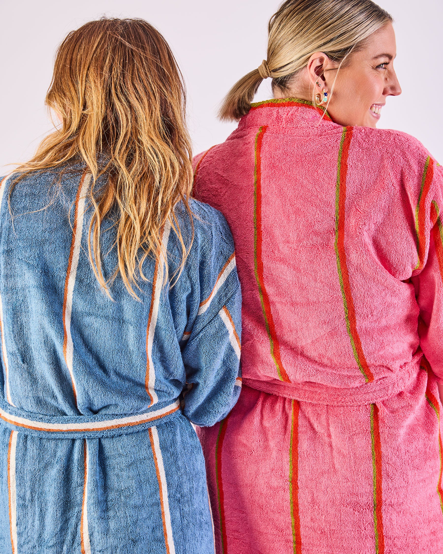 Blue Lagoon Stripe Bamboo Terry Bath Robe - Image 4