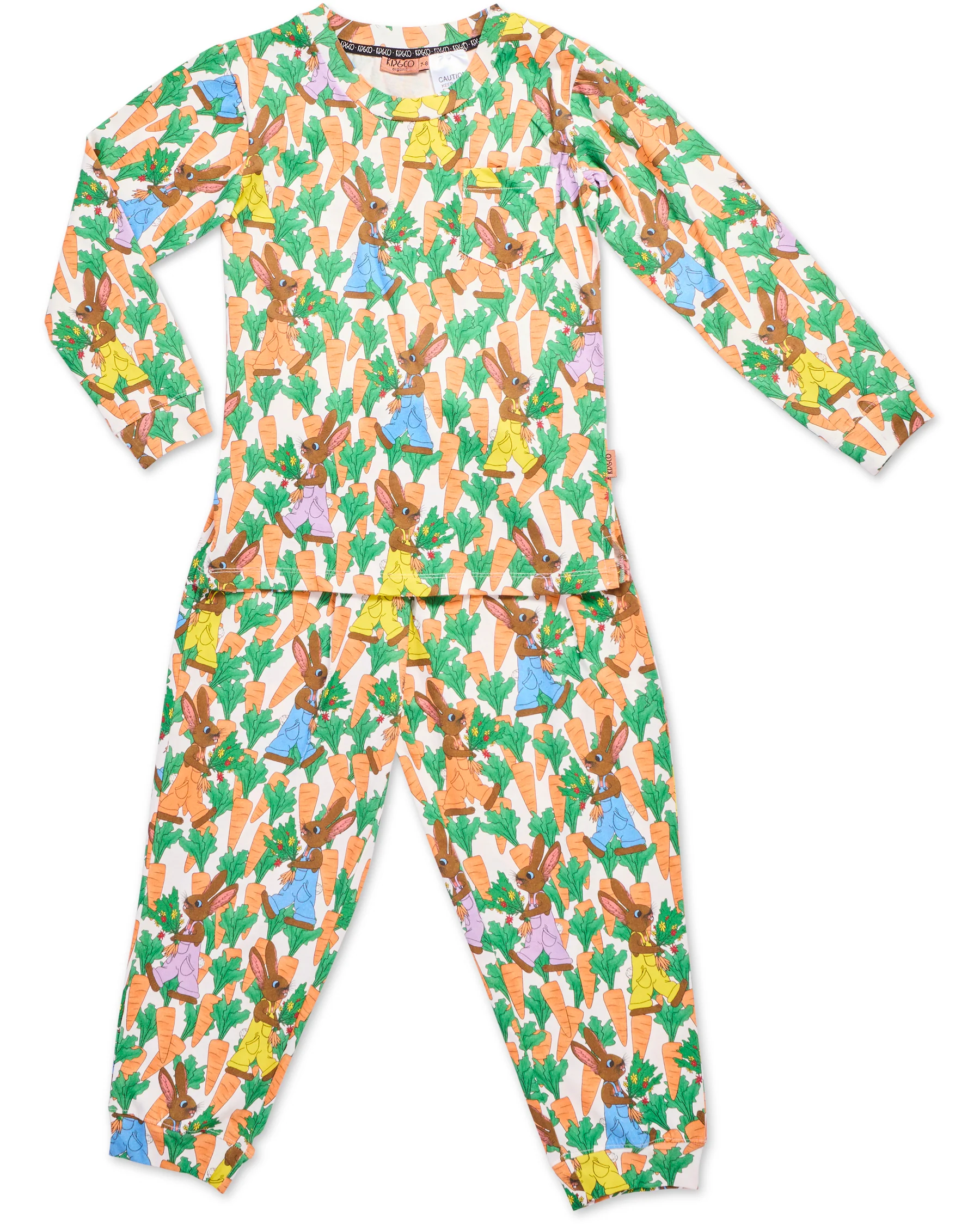Carrot Joy Kids Organic Cotton Long Sleeve Top & Pant Pyjama Set - Image 5