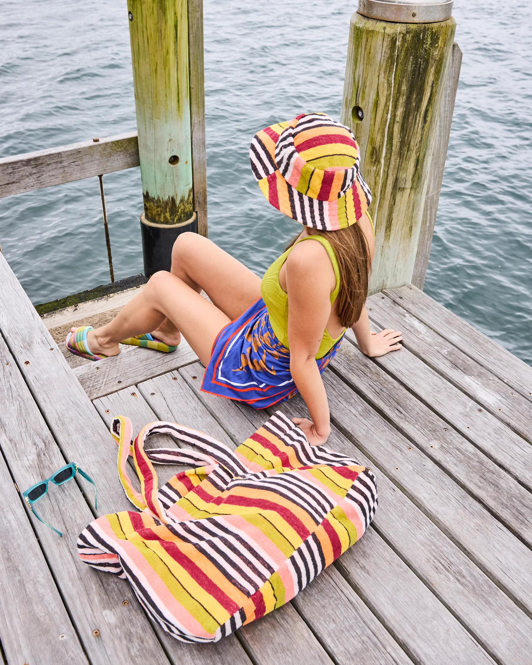 Casablanca Stripe Terry Beach Hat - Image 6