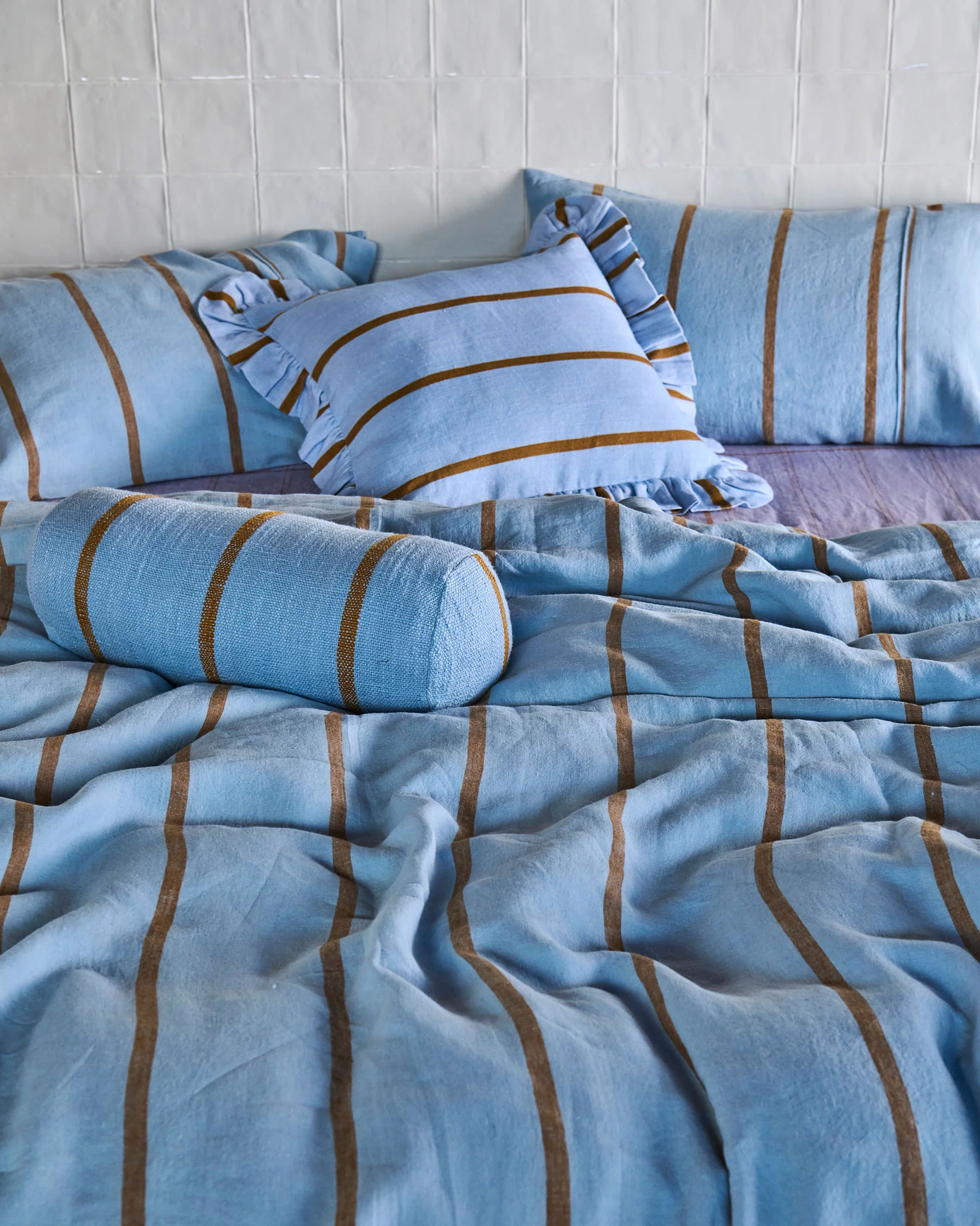 Como Stripe Woven Bolster Cushion - Image 3