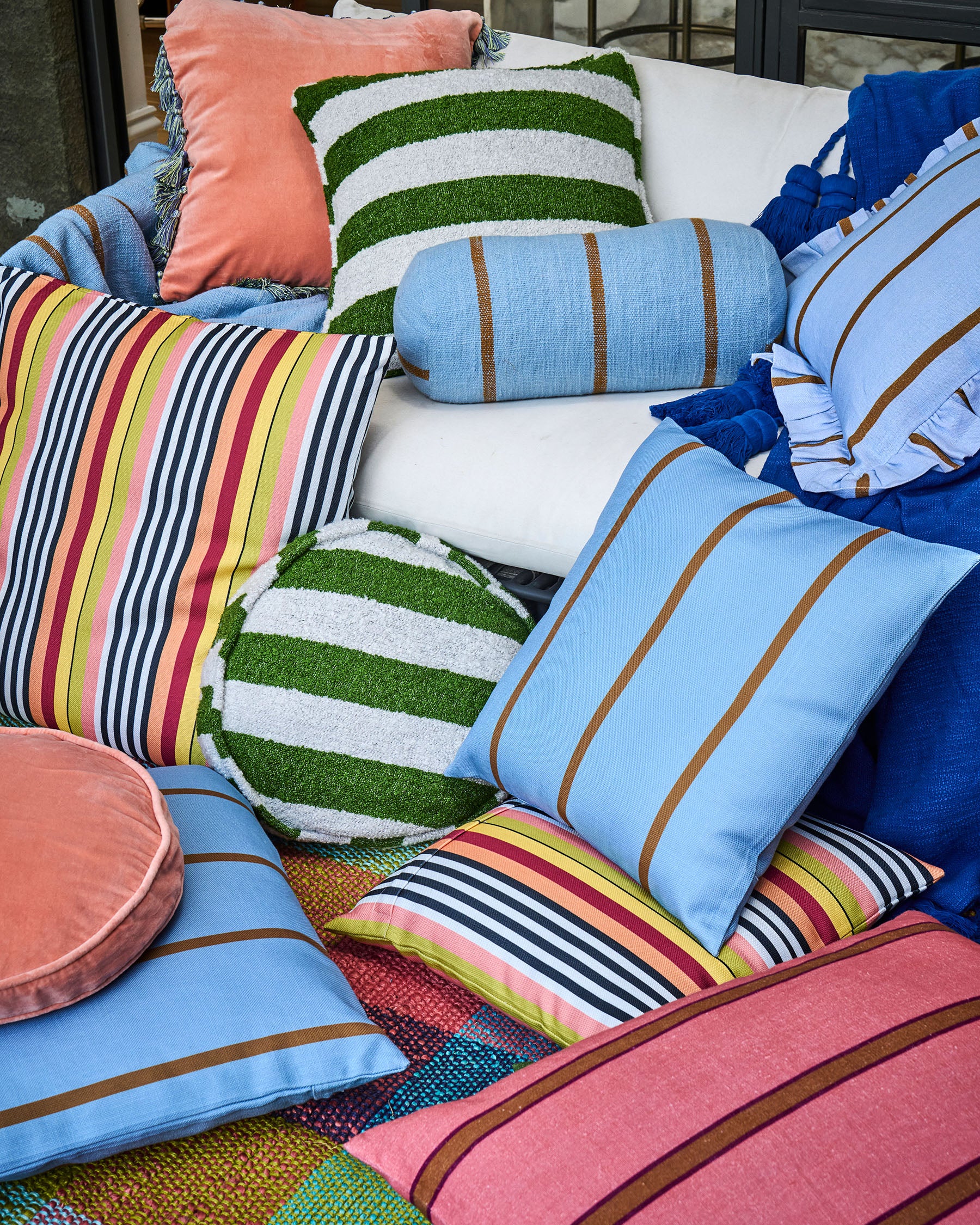 Como Stripe Woven Bolster Cushion - Image 6