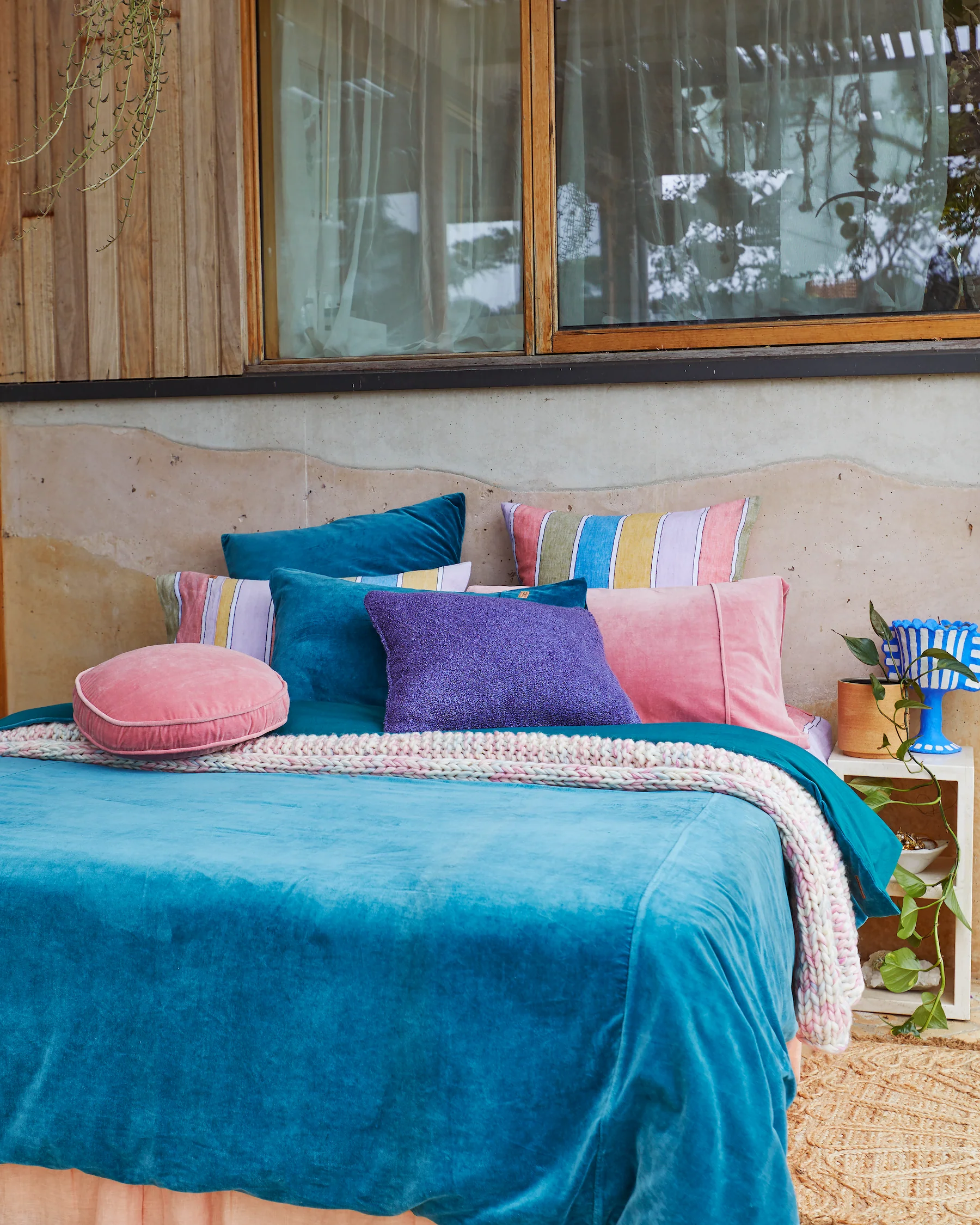 Dusty Rose Velvet Pea Cushion - Image 7