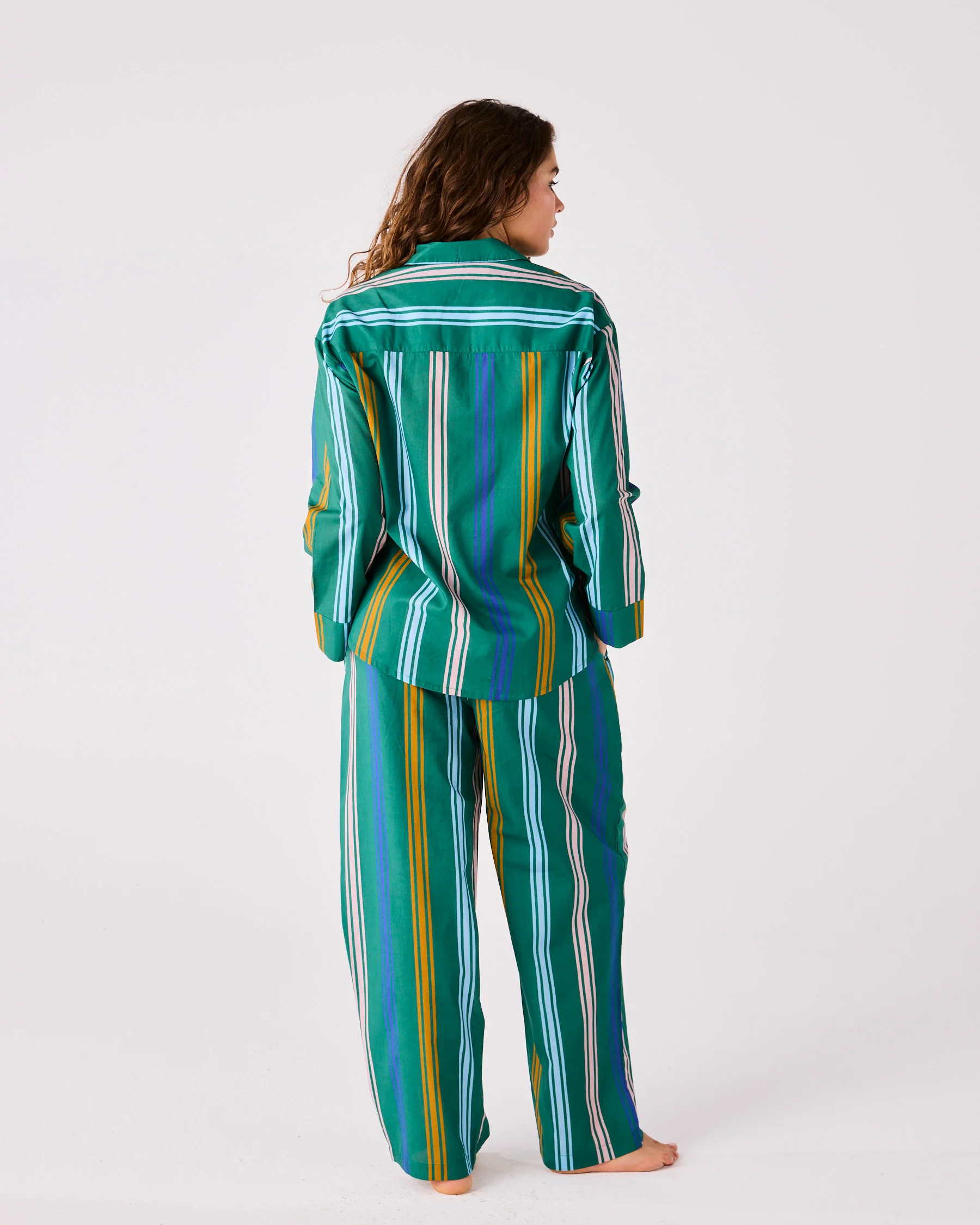 Eden Stripe Adult Organic Cotton Long Sleeve Shirt & Pant Pyjama Set - Image 3