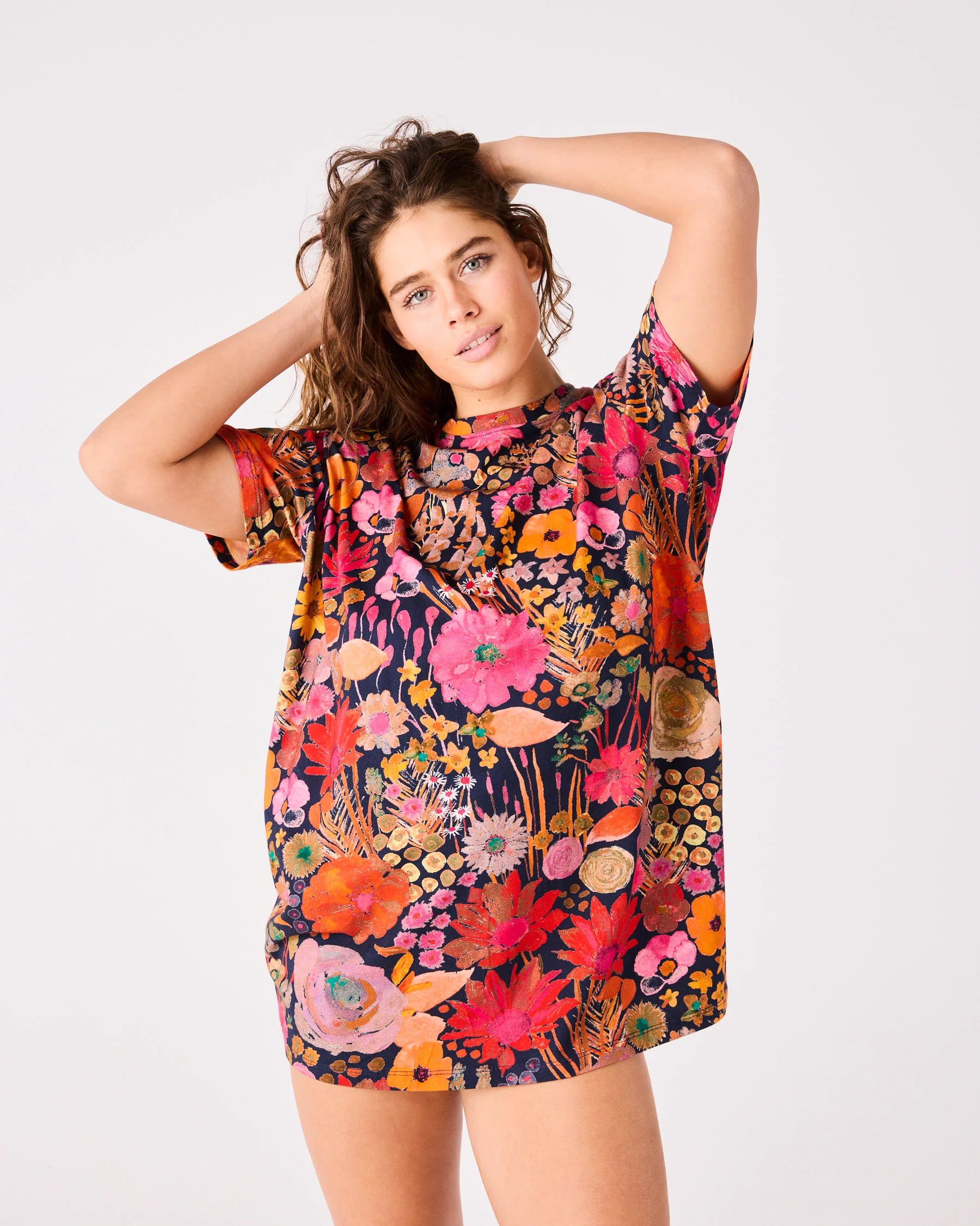 Field Of Dreams Navy Adult Organic Cotton Oversize T-shirt Nightie - Image 3