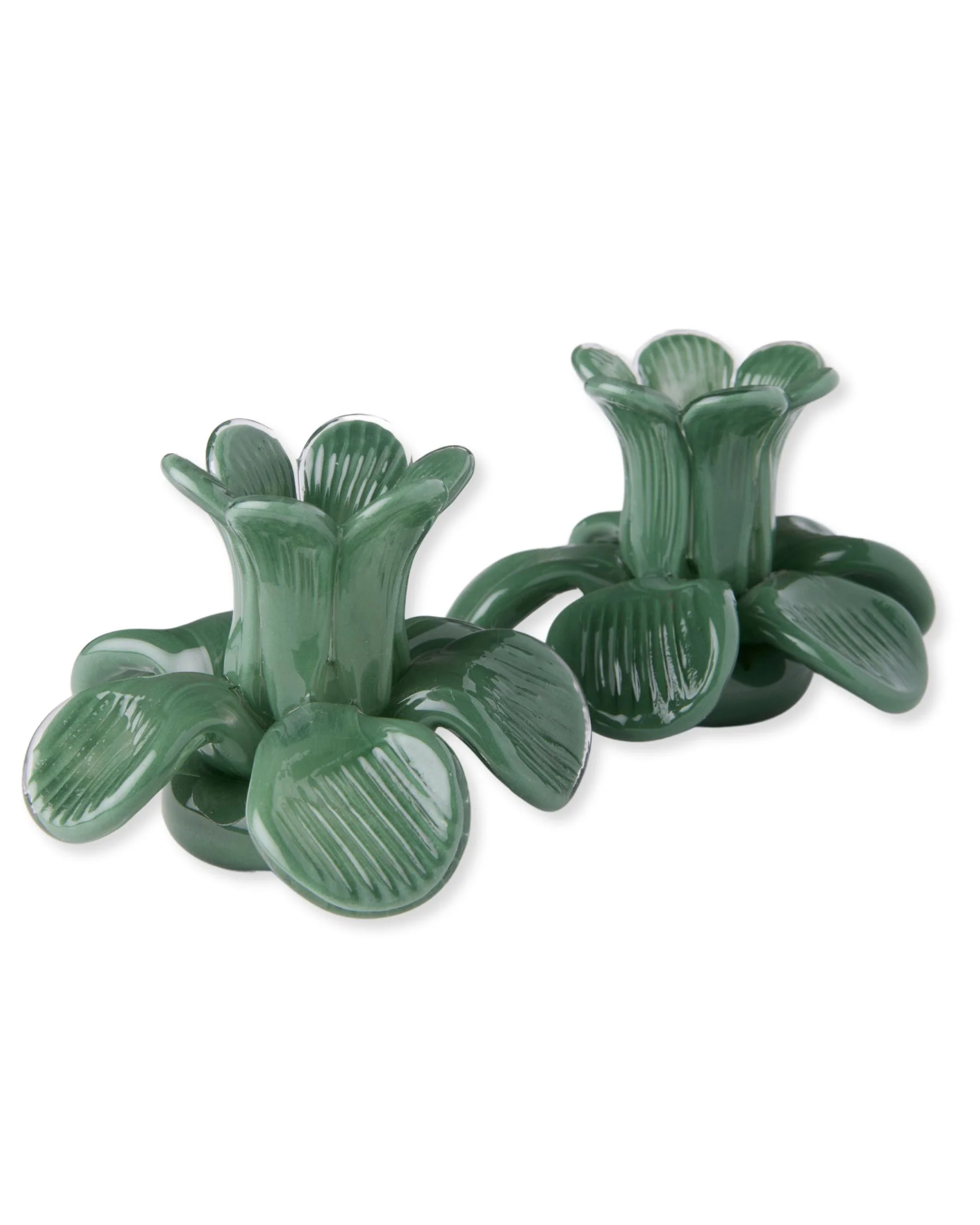 Flower Top Pistachio Candle Holder 2P Set