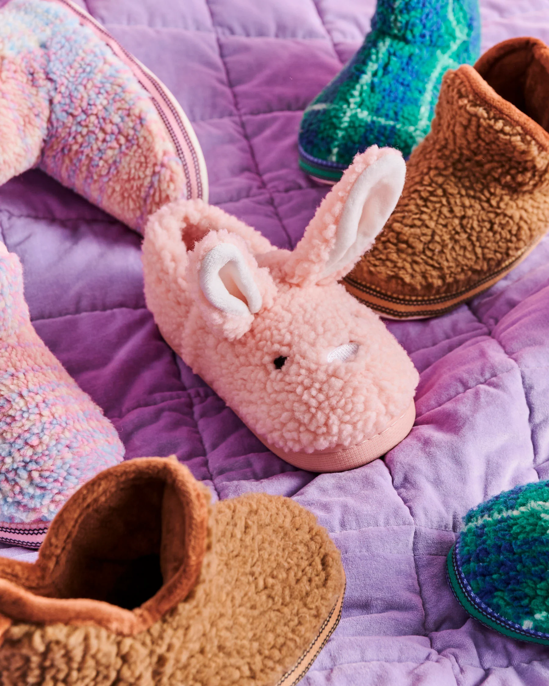 Fluffy Bunny Sherpa Kids Slippers - Image 3