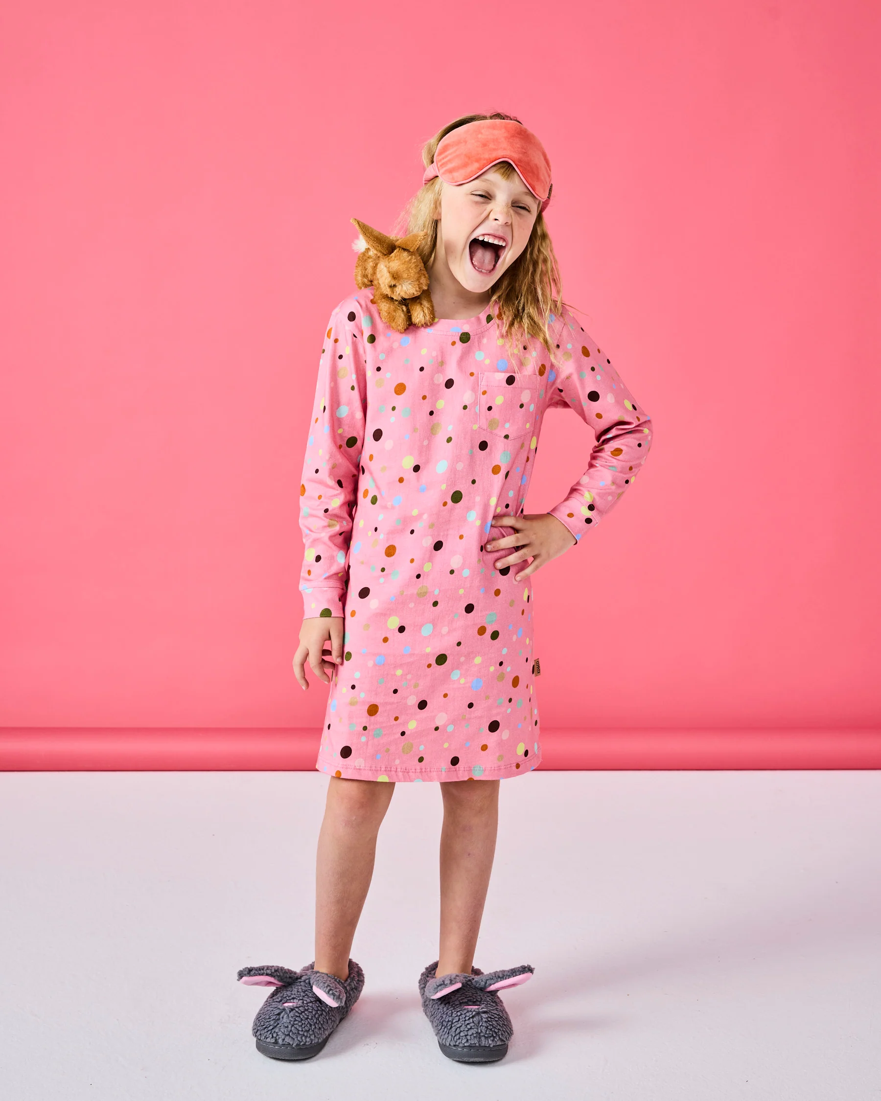 Fluffy Grey Bunny Sherpa Kids Slippers - Image 3