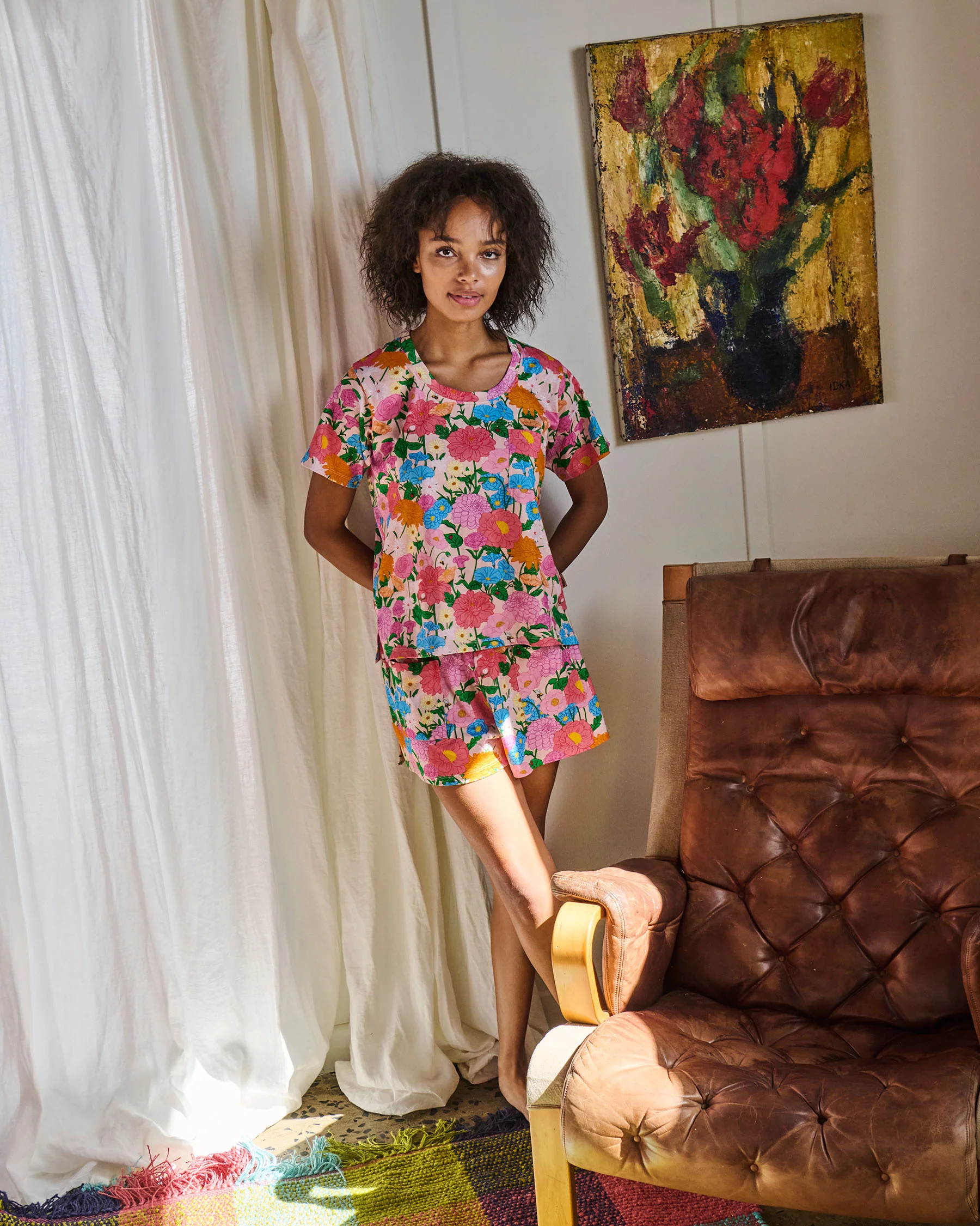 Follow The Sun Adult Organic Cotton Short Sleeve T-Shirt & Shorts Pyjama Set - Image 4
