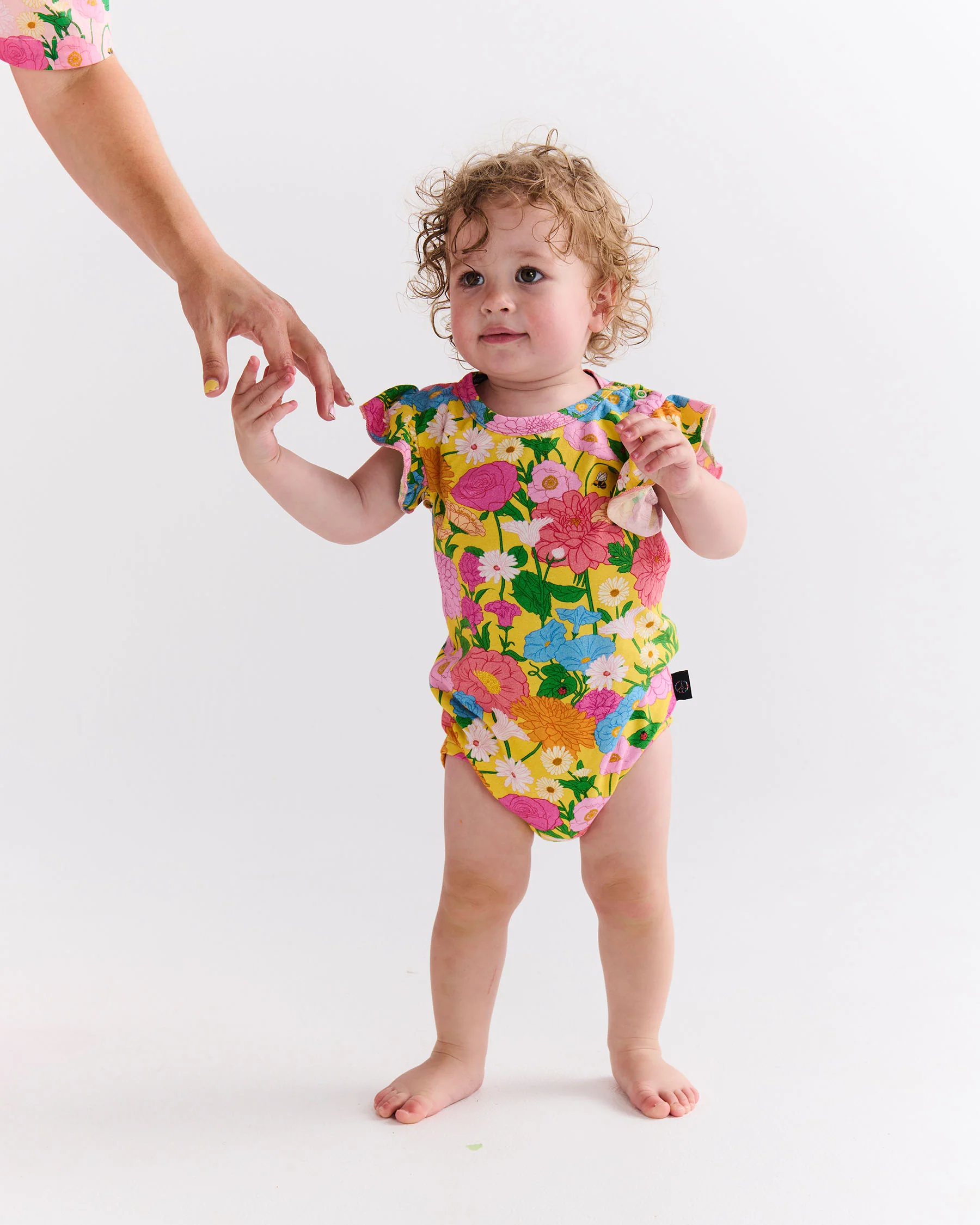 Follow The Sun Yellow Organic Short Sleeve Frill Romper - Image 2