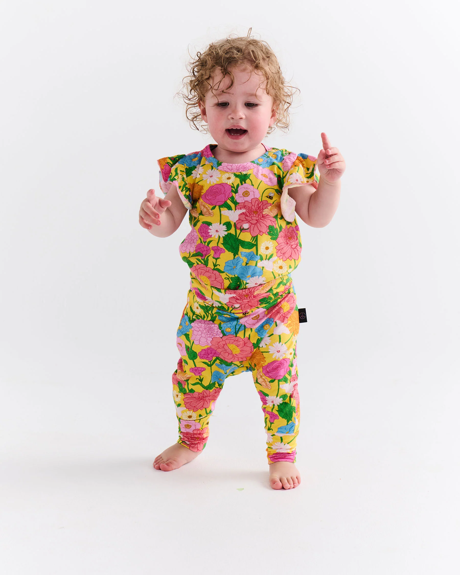 Follow The Sun Yellow Organic Short Sleeve Frill Romper - Image 5