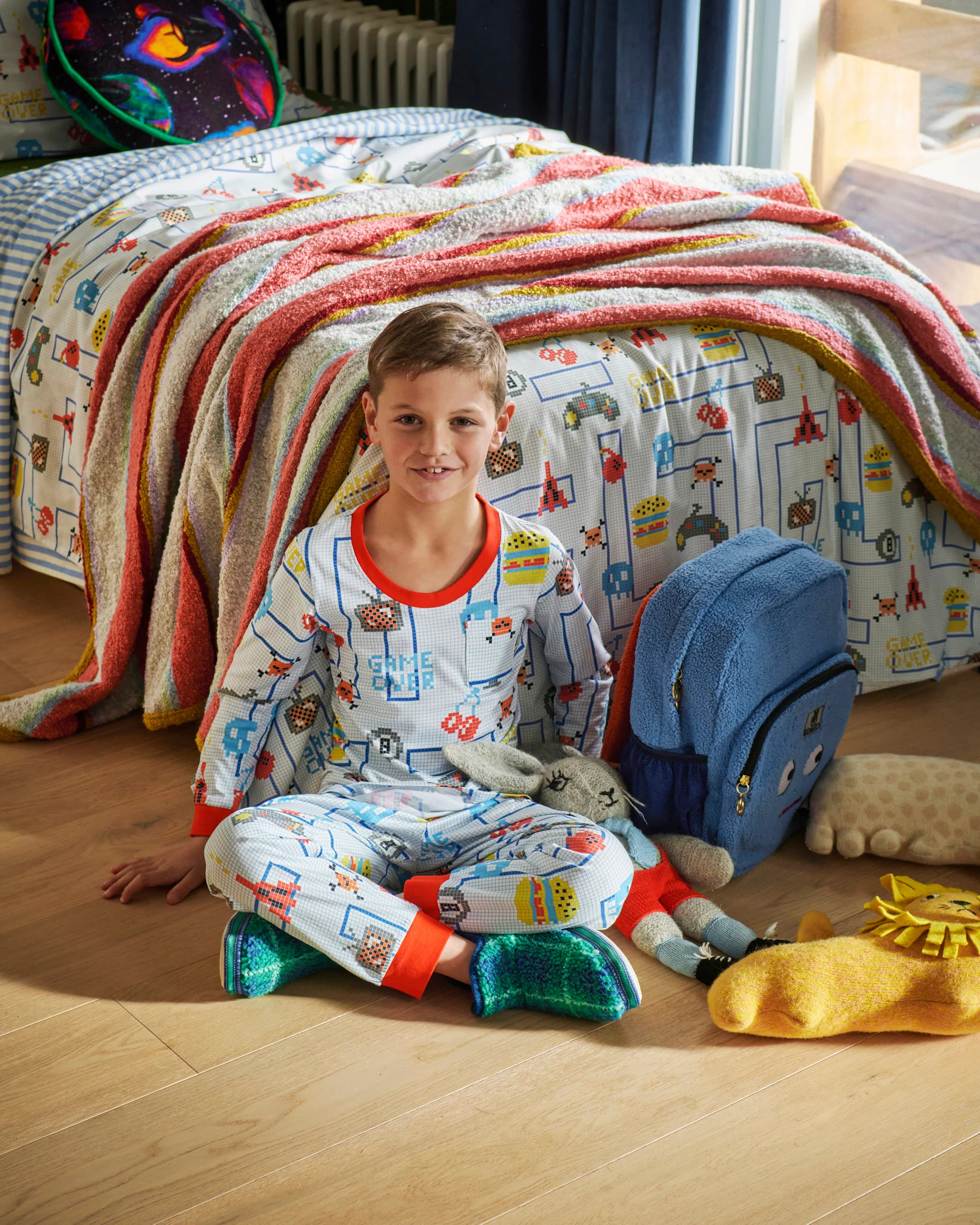 Gamer White Organic Cotton Long Sleeve Top & Pant Pyjama Set - Image 3
