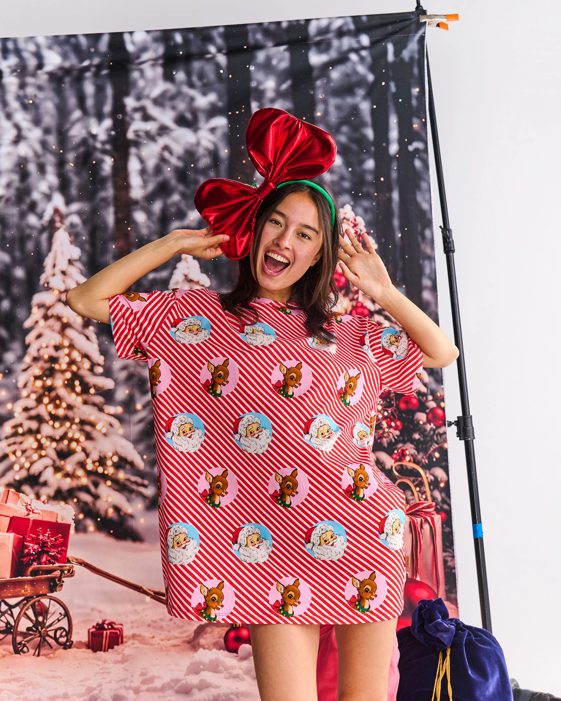 I Love Christmas Spot Adult Organic Cotton Oversize T-shirt Nightie - Image 2