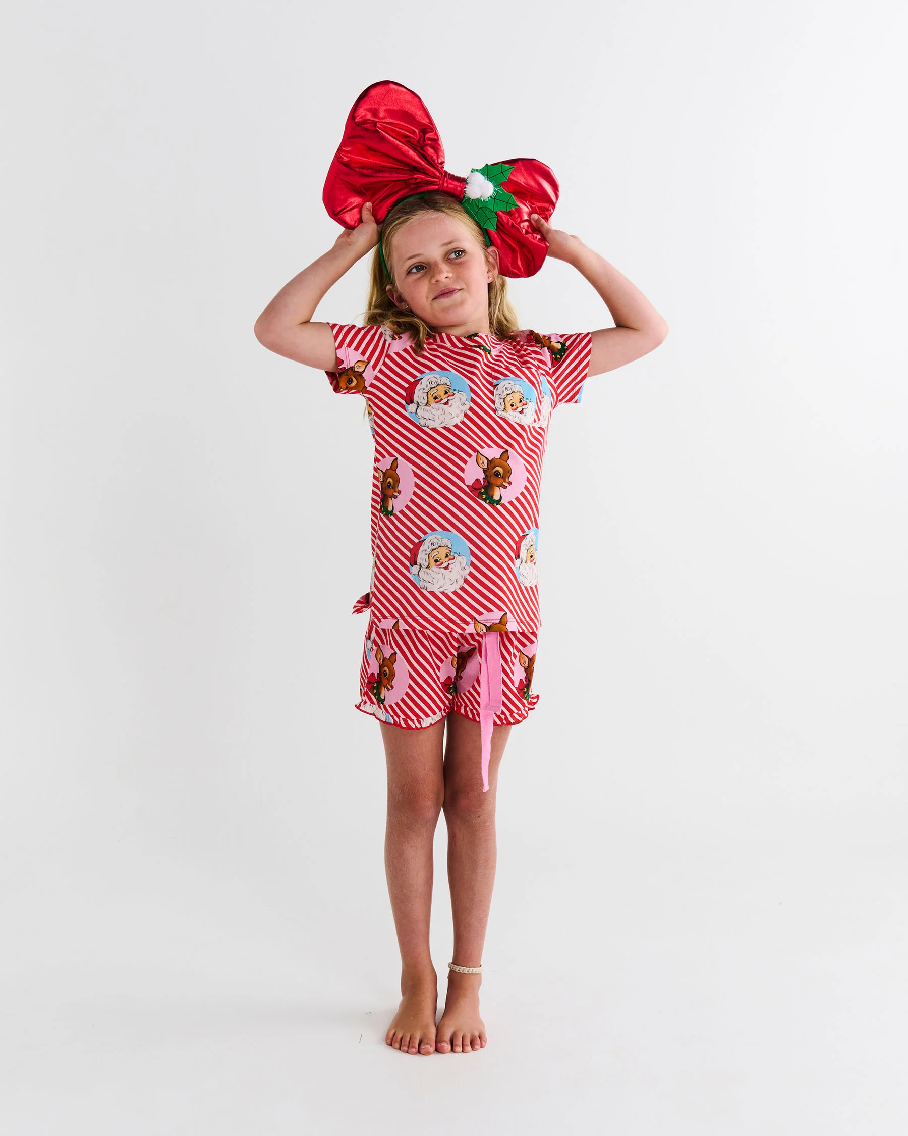 I Love Christmas Spot Kids Organic Cotton Short Sleeve Tee & Frill Short Pyjama Set - Image 2