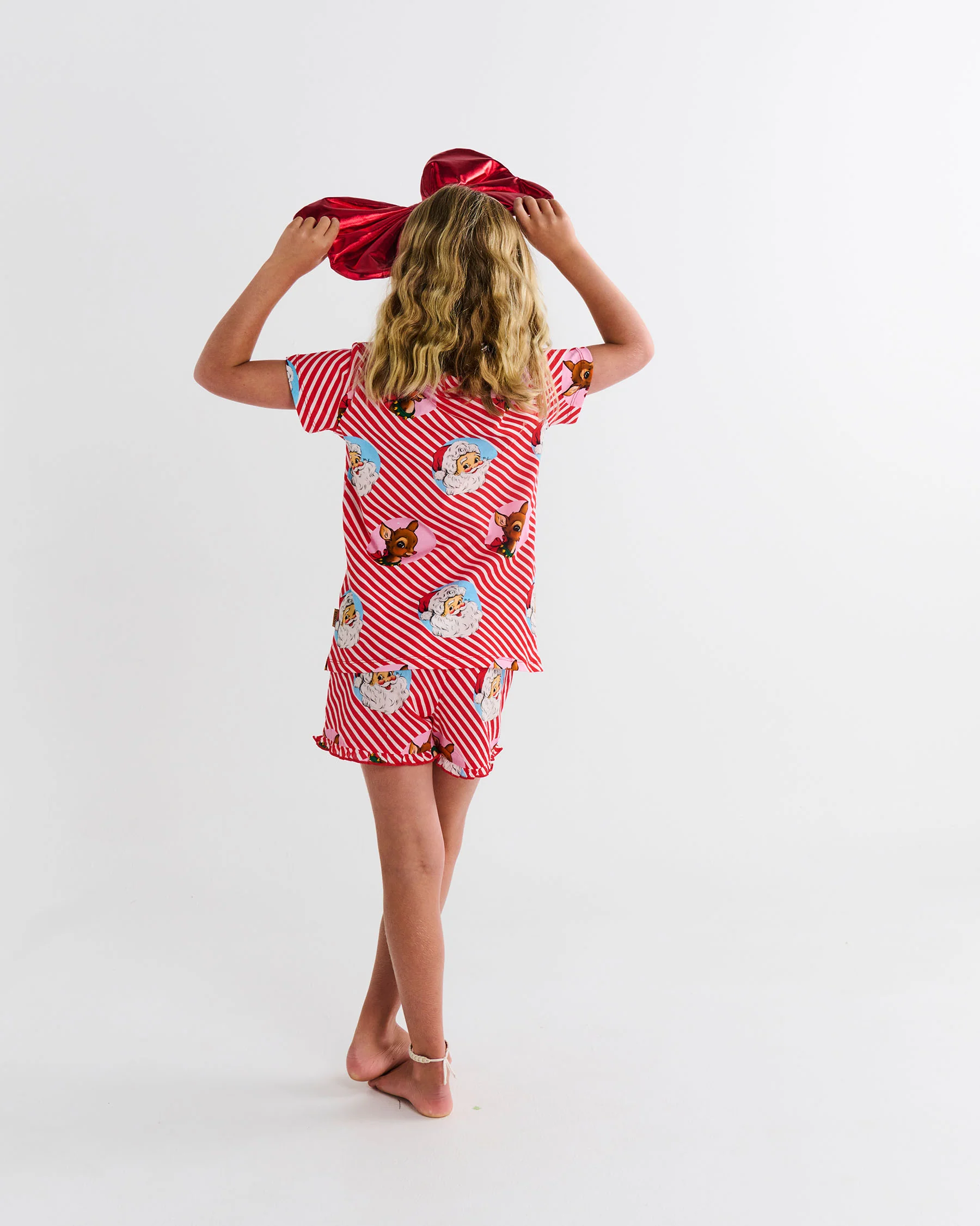 I Love Christmas Spot Kids Organic Cotton Short Sleeve Tee & Frill Short Pyjama Set - Image 8