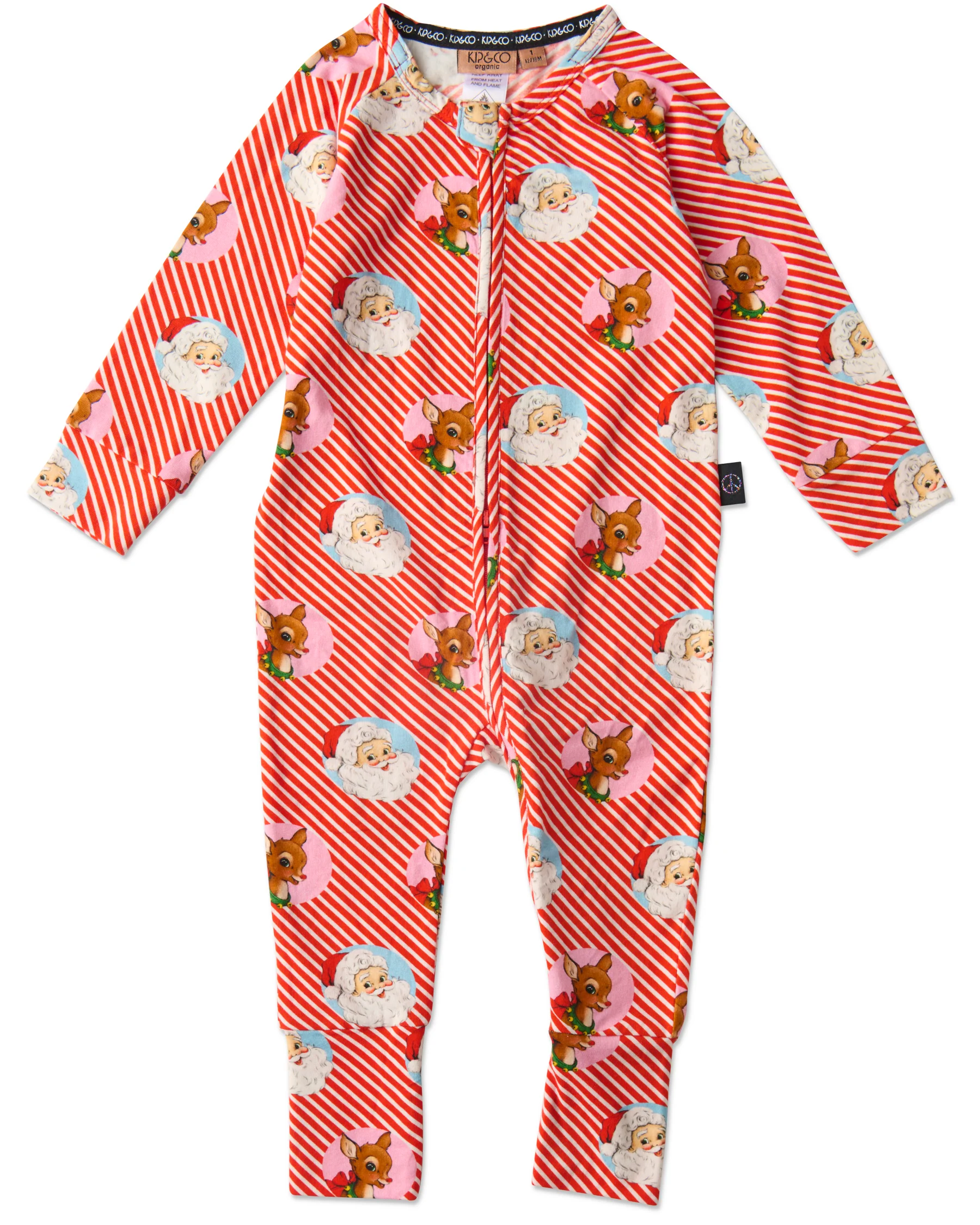 I Love Christmas Spot Organic Long Sleeve Zip Romper