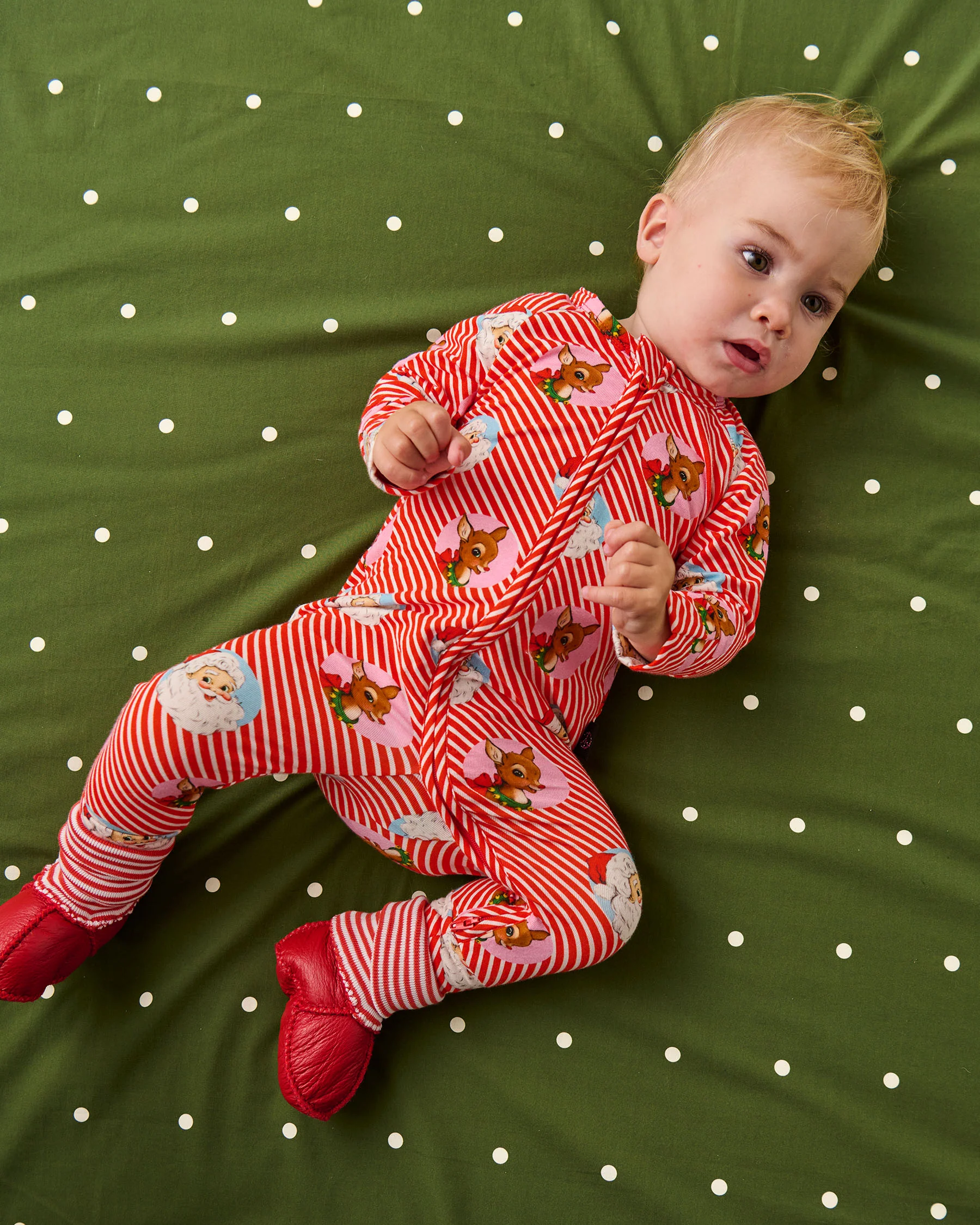 I Love Christmas Spot Organic Long Sleeve Zip Romper - Image 2