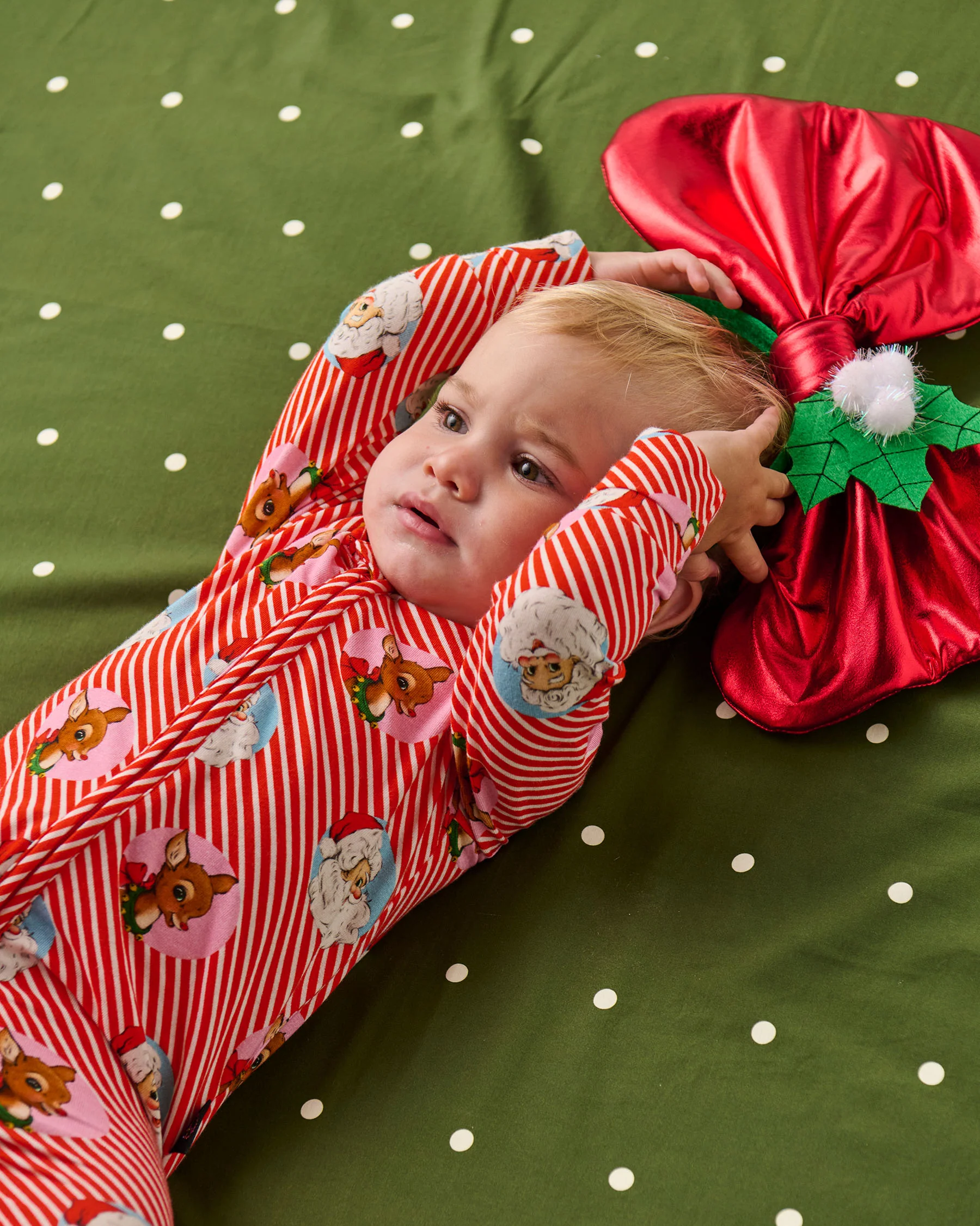 I Love Christmas Spot Organic Long Sleeve Zip Romper - Image 3