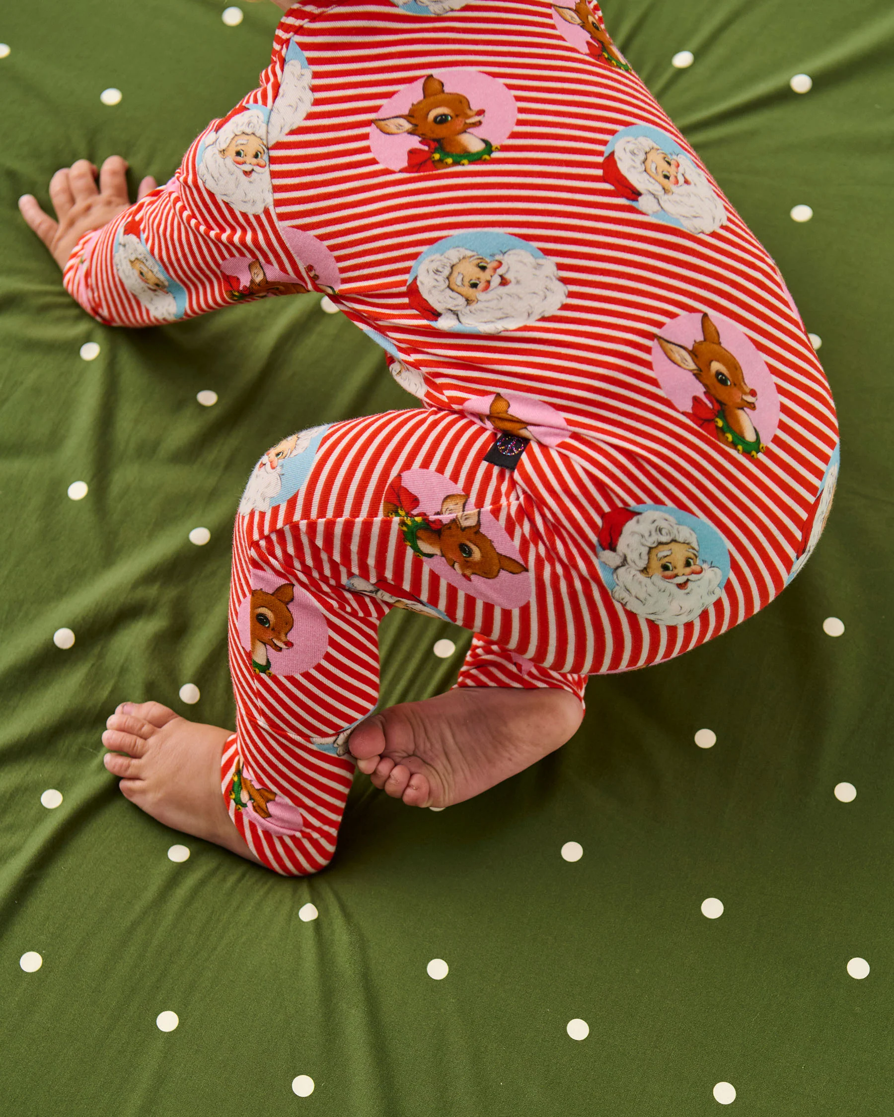 I Love Christmas Spot Organic Long Sleeve Zip Romper - Image 4