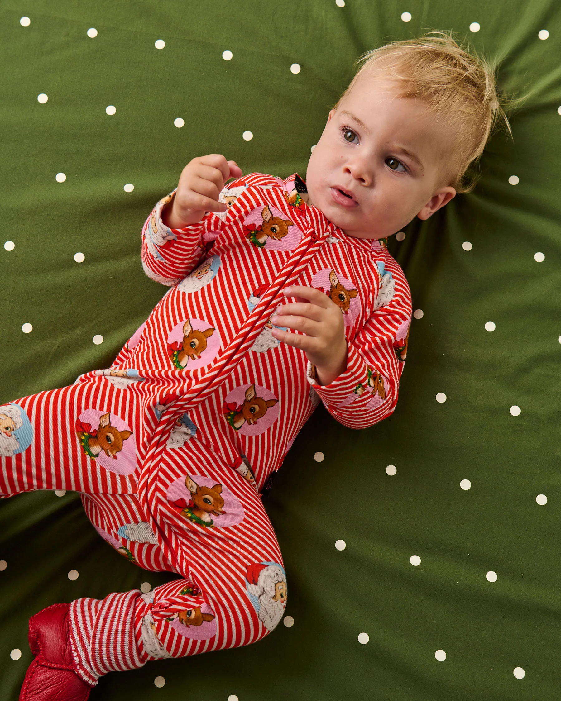 I Love Christmas Spot Organic Long Sleeve Zip Romper - Image 6