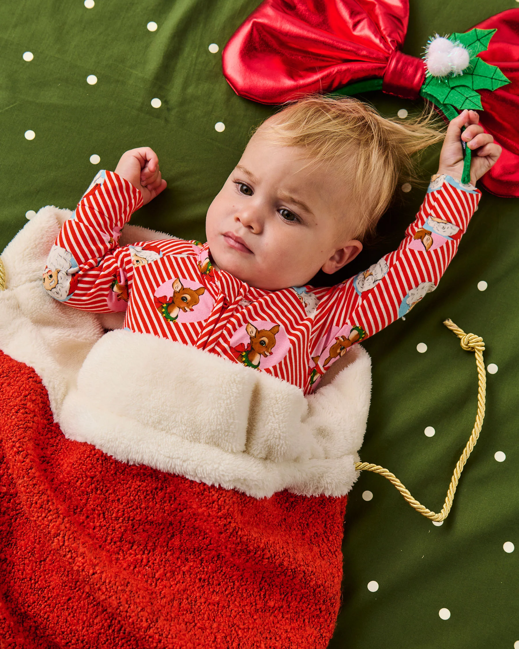 I Love Christmas Spot Organic Long Sleeve Zip Romper - Image 7