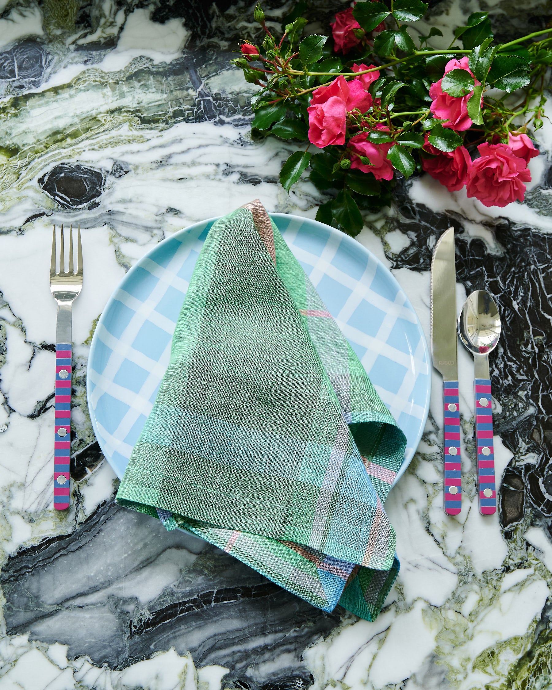 Jewel Of The Nile Tartan Linen 4P Napkin Set - Image 4