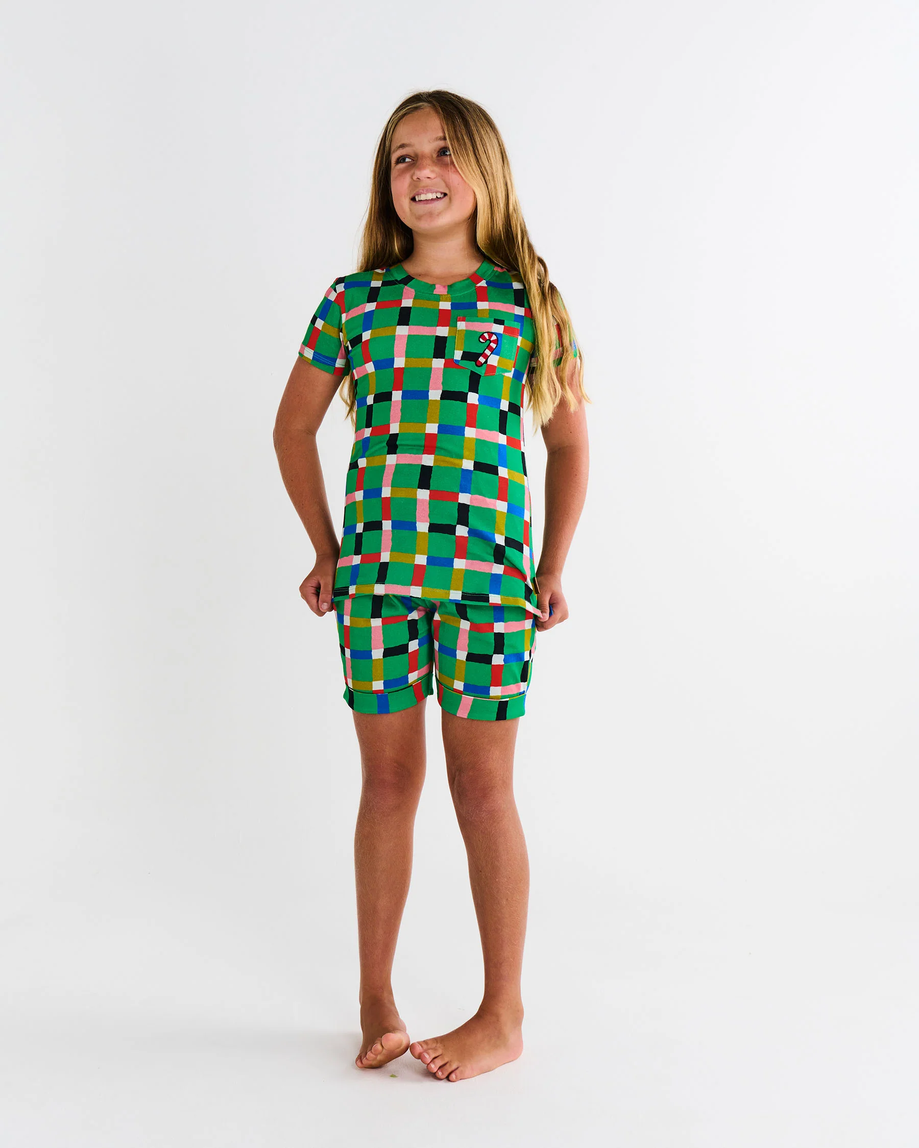 Jolly Tartan Kids Organic Cotton Short Sleeve Tee & Short Pyjama Set