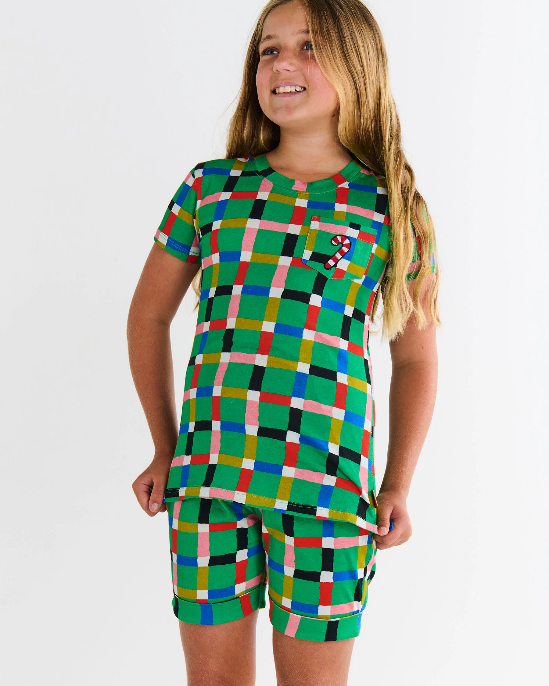 Jolly Tartan Kids Organic Cotton Short Sleeve Tee & Short Pyjama Set - Image 4