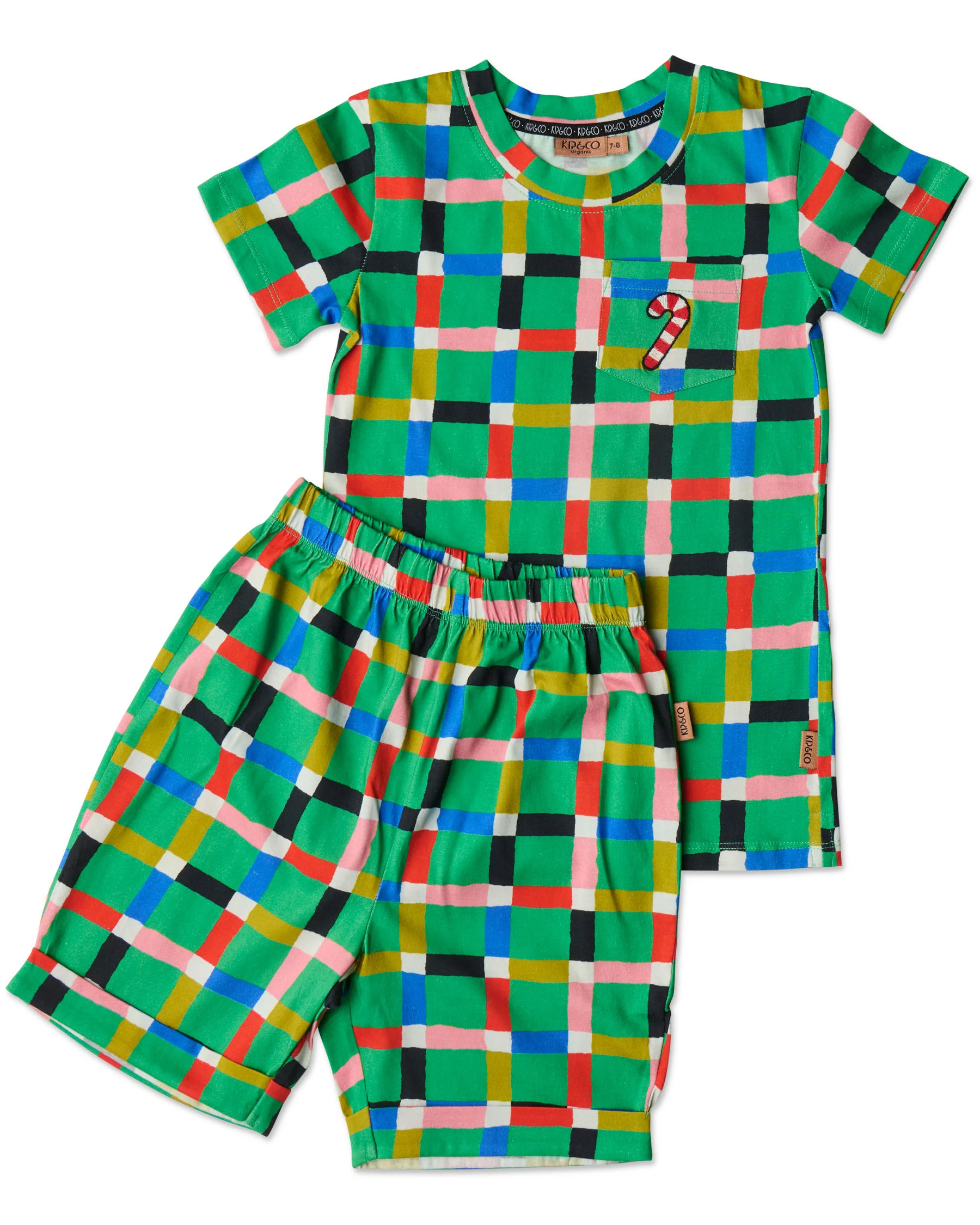 Jolly Tartan Kids Organic Cotton Short Sleeve Tee & Short Pyjama Set - Image 8