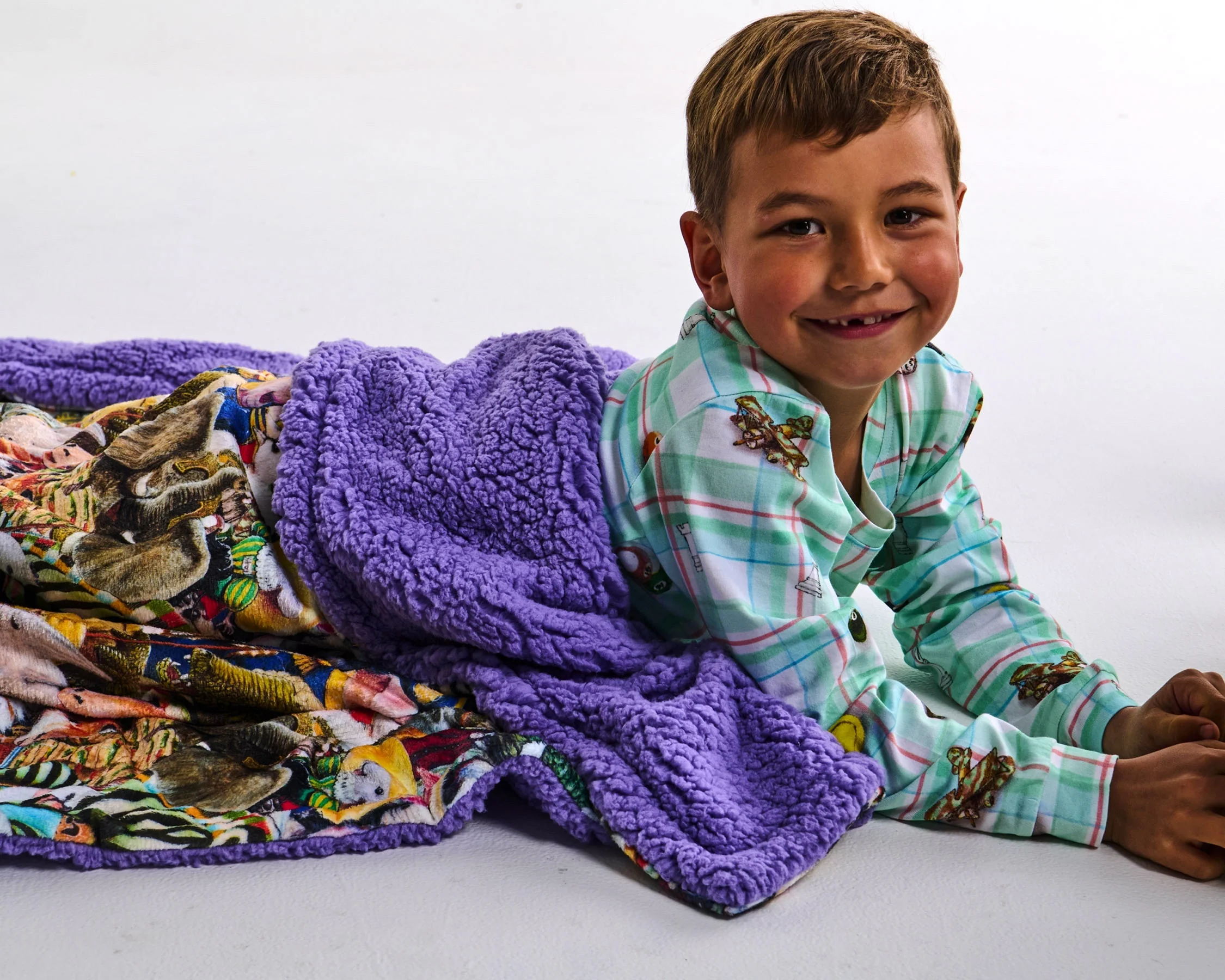 Kip&Co x Eleventh Hour Snookered Tartan Kids Organic Cotton Long Sleeve Top & Pant Pyjama Set - Image 6