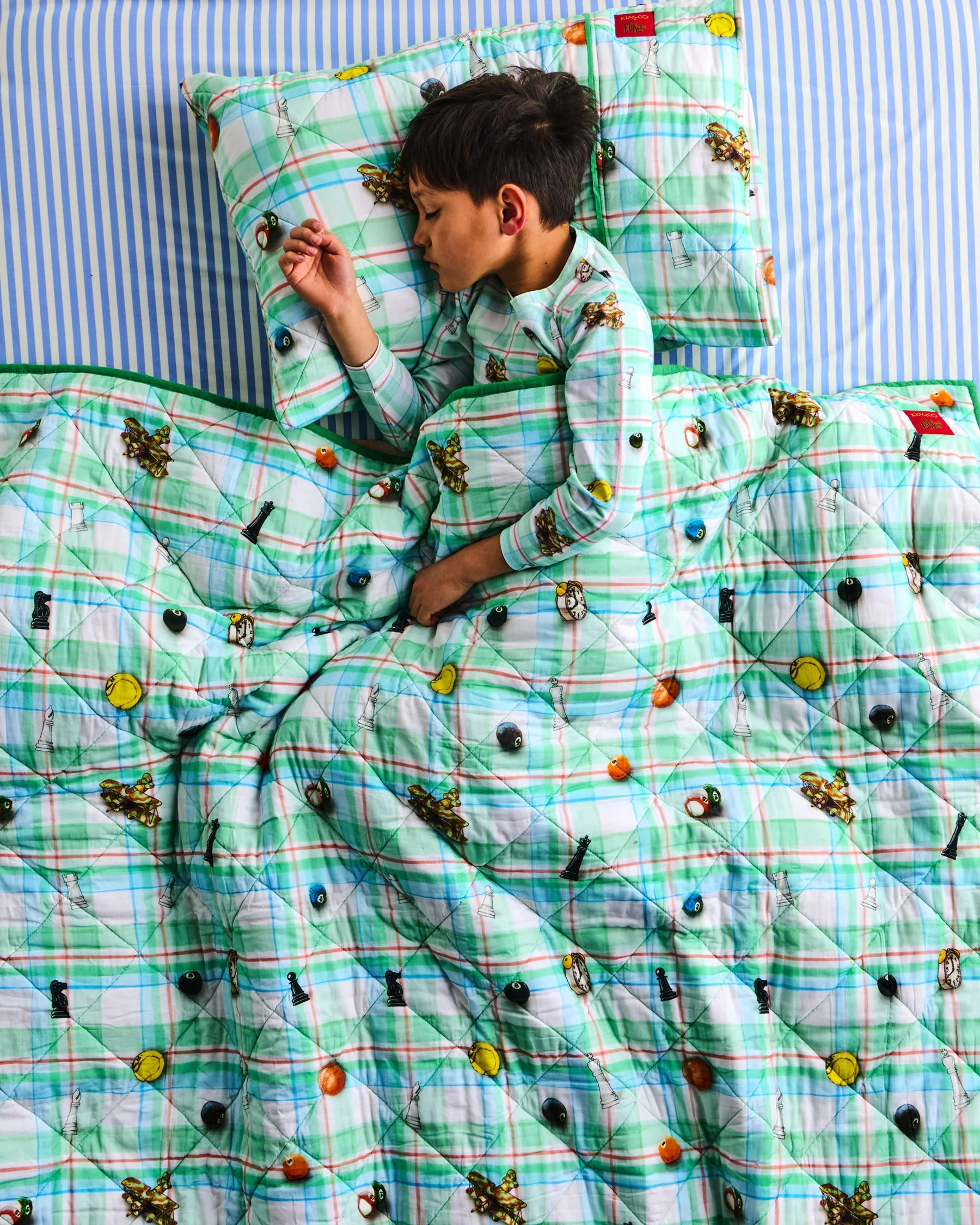 Kip&Co x Eleventh Hour Snookered Tartan Organic Cotton Quilted Pillowcase - Image 3