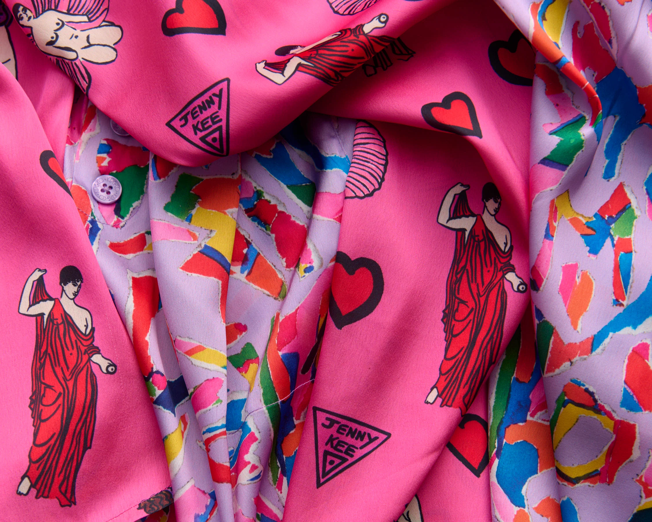 Kip&Co x Jenny Kee Pretty In Pink Eco Satin Robe - Image 10