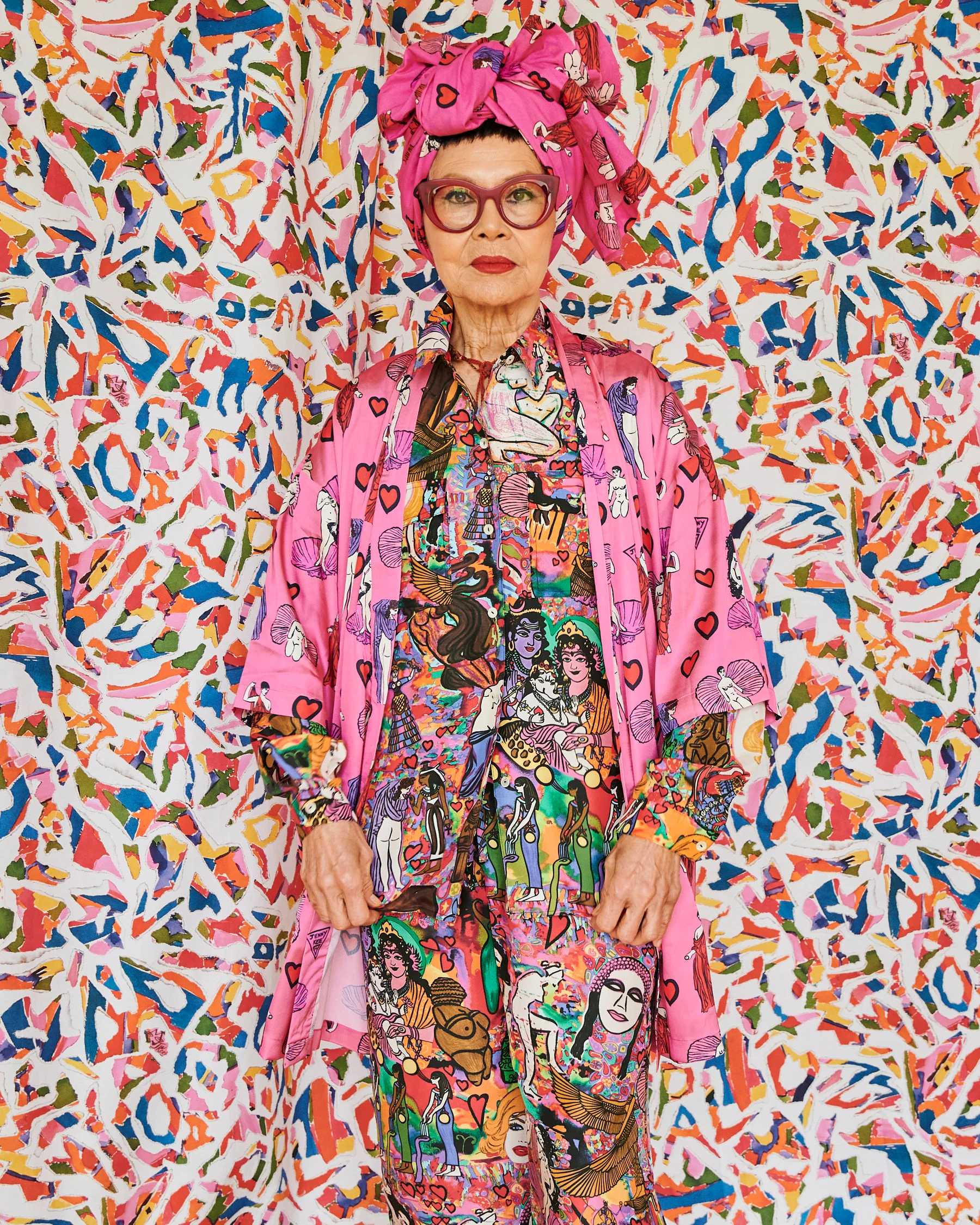 Kip&Co x Jenny Kee Pretty In Pink Eco Satin Robe - Image 4