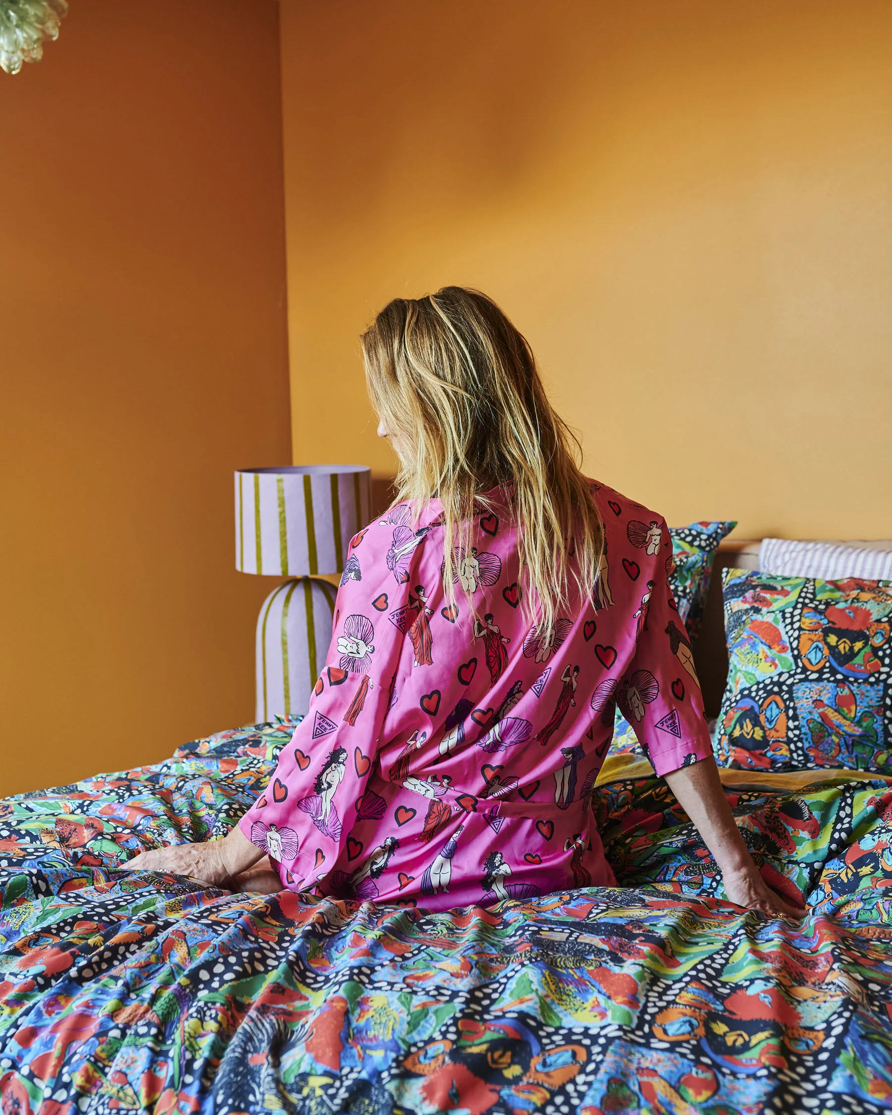 Kip&Co x Jenny Kee Pretty In Pink Eco Satin Robe - Image 7