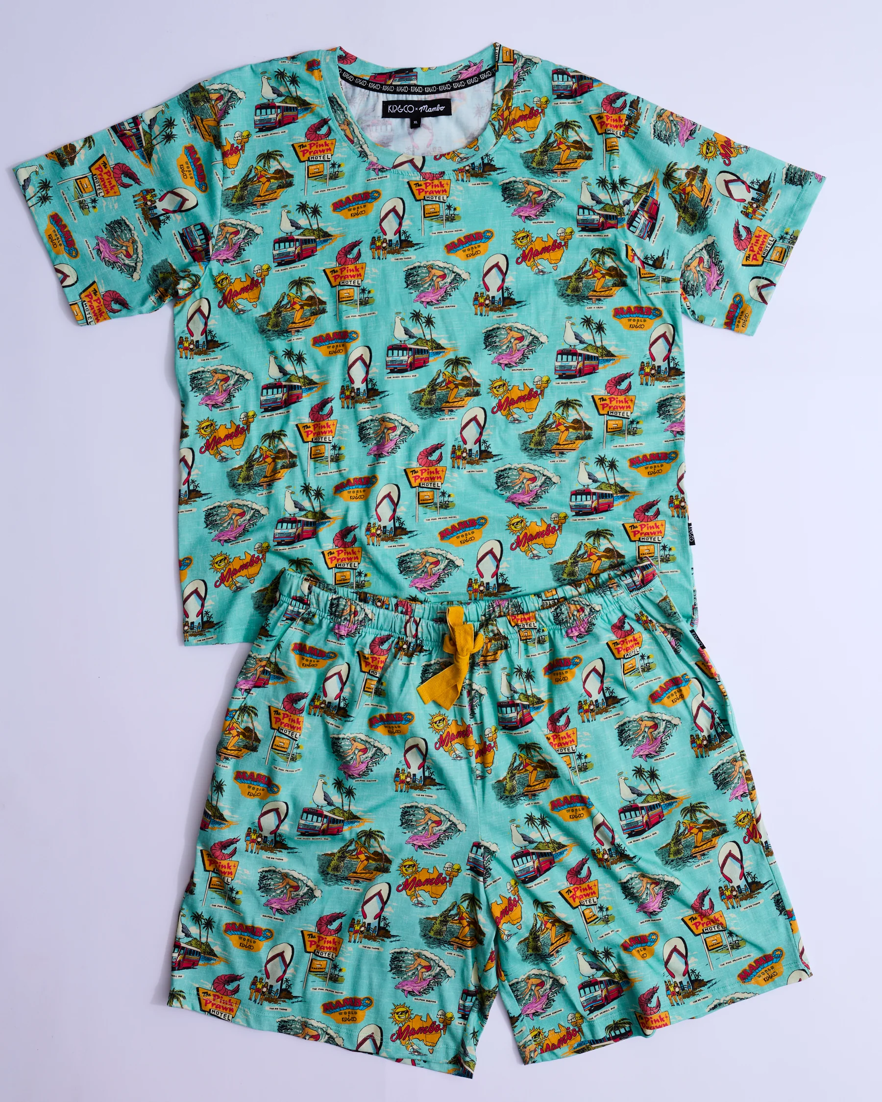 Kip&Co x Mambo Mambo World Men's Organic Cotton Shorts & Tee Pyjama Set - Image 3