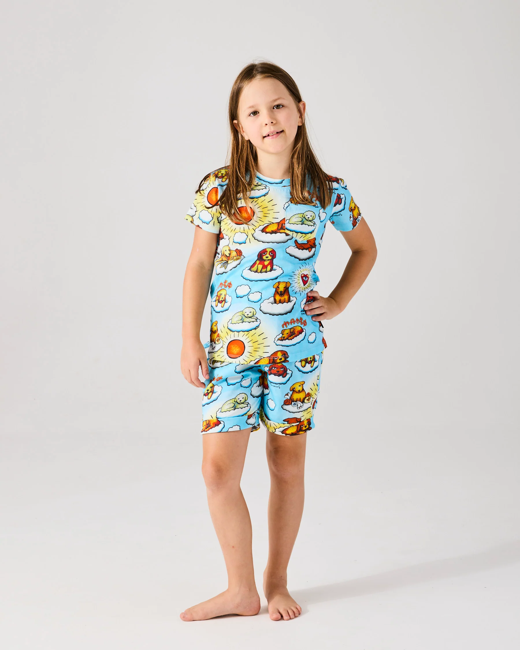 Kip&Co x Mambo Puppies Kids Organic Cotton Short Sleeve Tee & Short Pyjama Set - Image 5