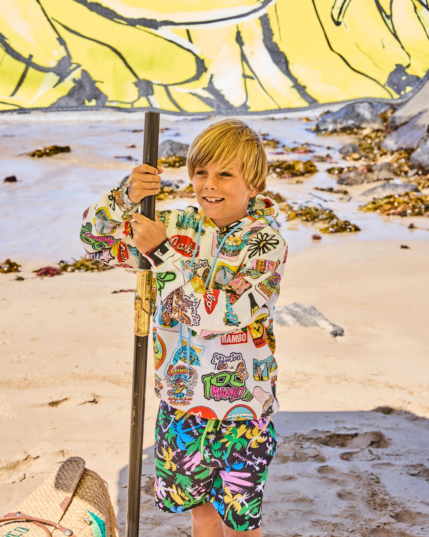 Kip&Co x Mambo Sticker Club Kids Organic Cotton Baggy Hoodie - Image 2
