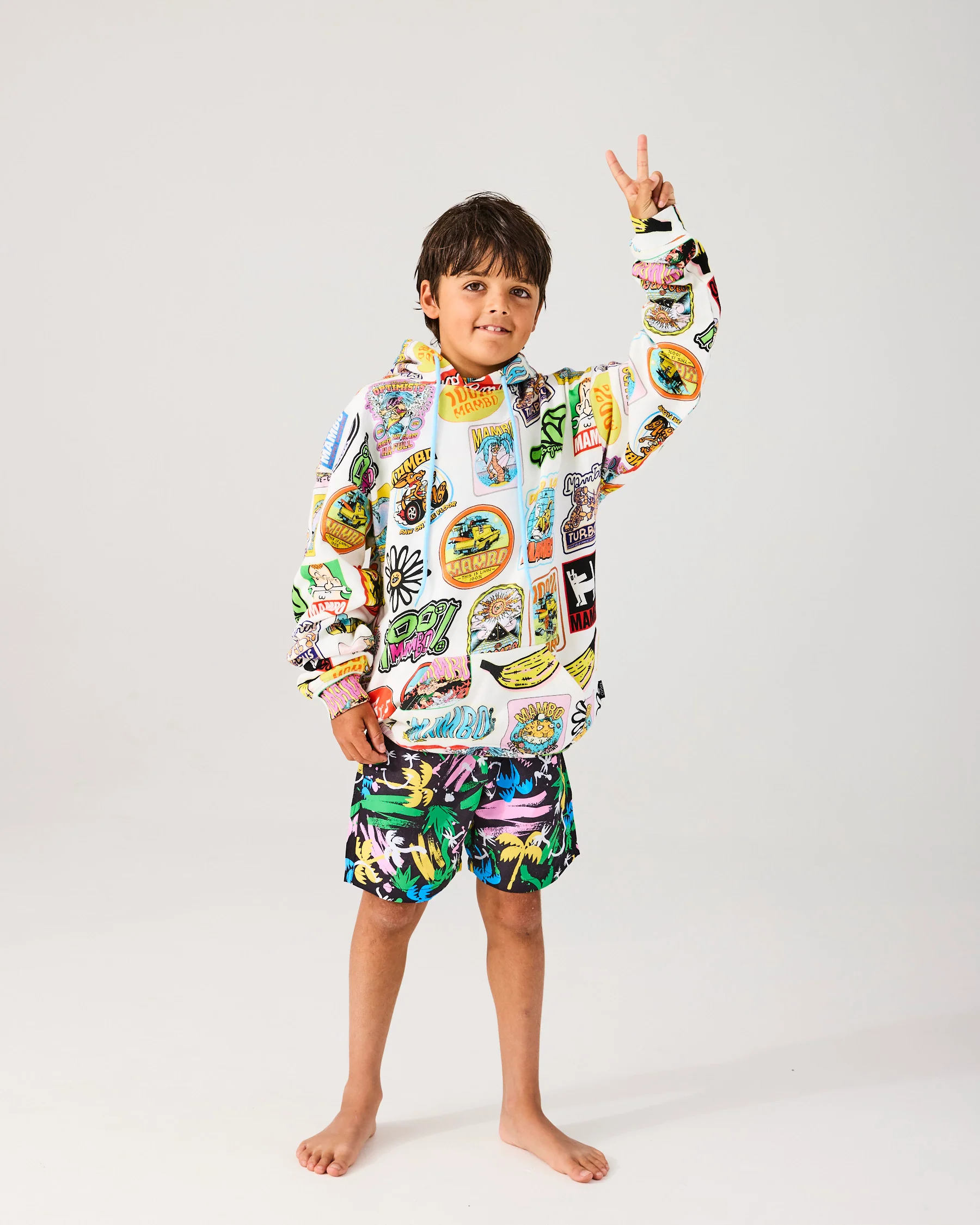 Kip&Co x Mambo Sticker Club Kids Organic Cotton Baggy Hoodie - Image 4