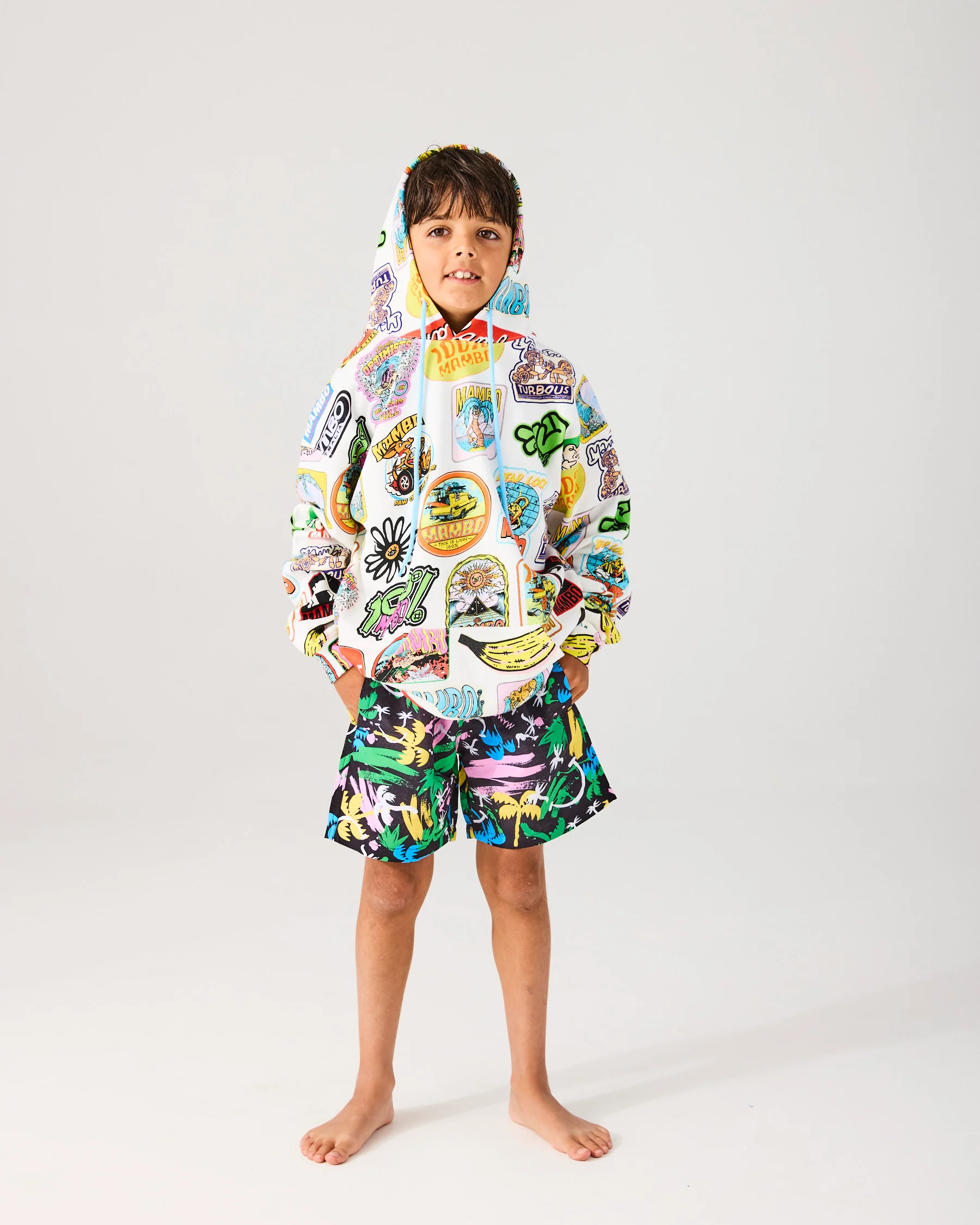 Kip&Co x Mambo Sticker Club Kids Organic Cotton Baggy Hoodie - Image 6
