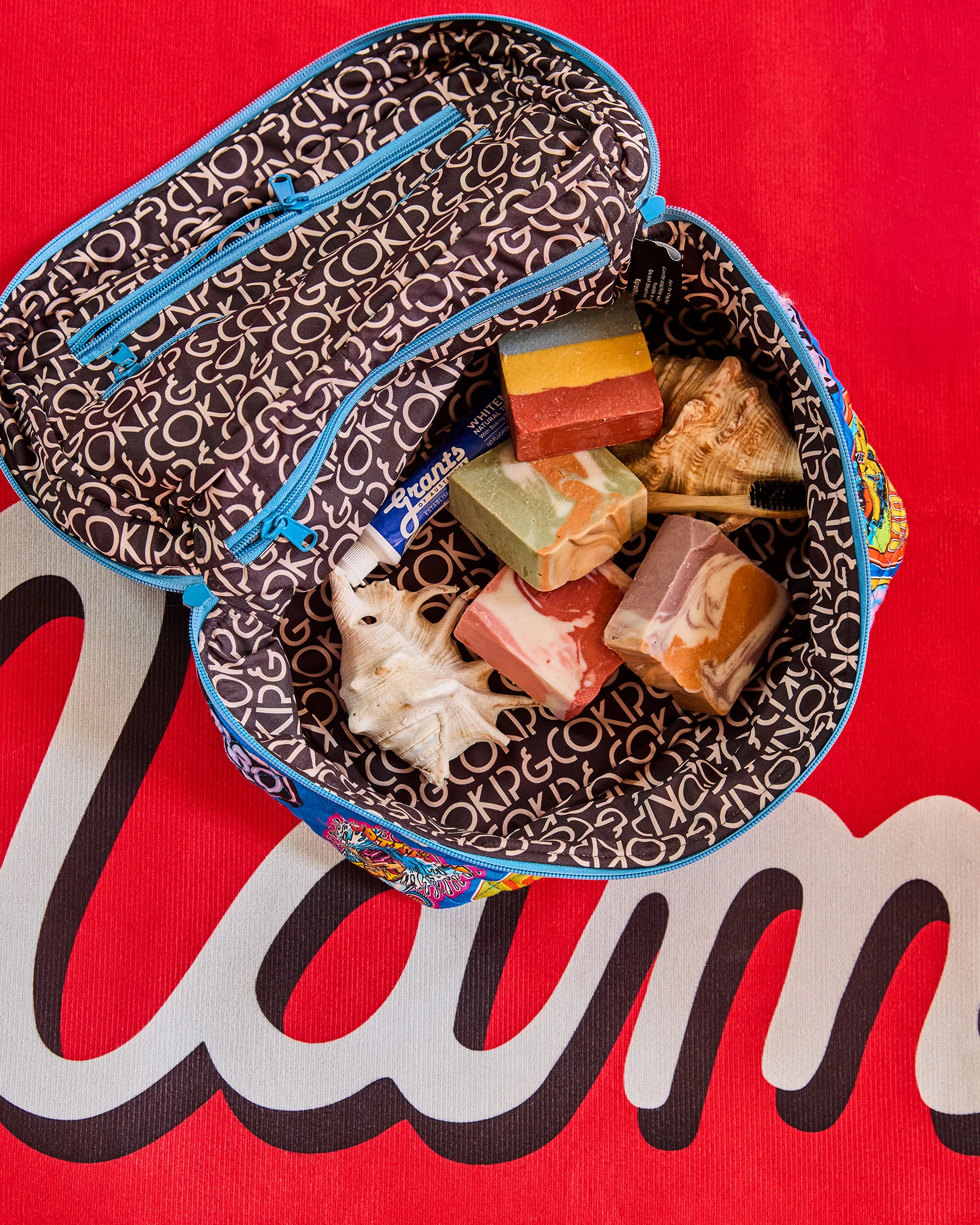 Kip&Co x Mambo Sticker Club Quilted Cotton Toiletry Case - Image 5